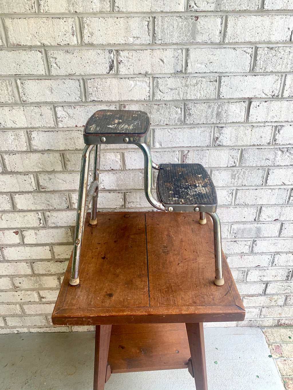 Distressed Step Stool | Vintage Ames Maid Step Stool | Weather Step Stool | Rustic Step Stool | Kitchen Stool | Plant Stand