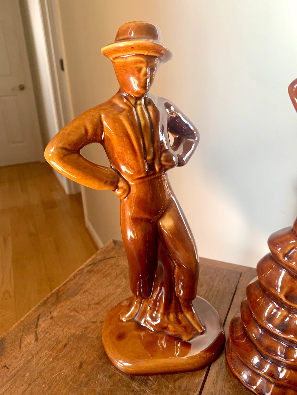 A Pair of California Pottery Brown Ceramic Spanish Flamenco Dancers | Flamenco Dancers Ceramic Figurines | Spanish Decor