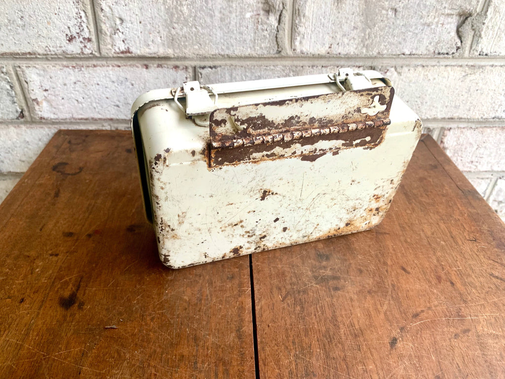 Vtg Rustic Metal First Aid Kit Box | Rustic Storage Box | Distressed Metal First-Aid Kit | Heavy Duty First Aid Kit | First Aid Pac Kit