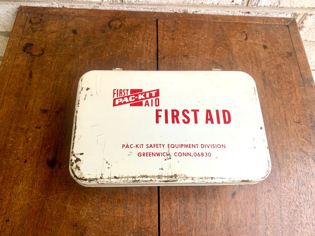 Vtg Rustic Metal First Aid Kit Box | Rustic Storage Box | Distressed Metal First-Aid Kit | Heavy Duty First Aid Kit | First Aid Pac Kit