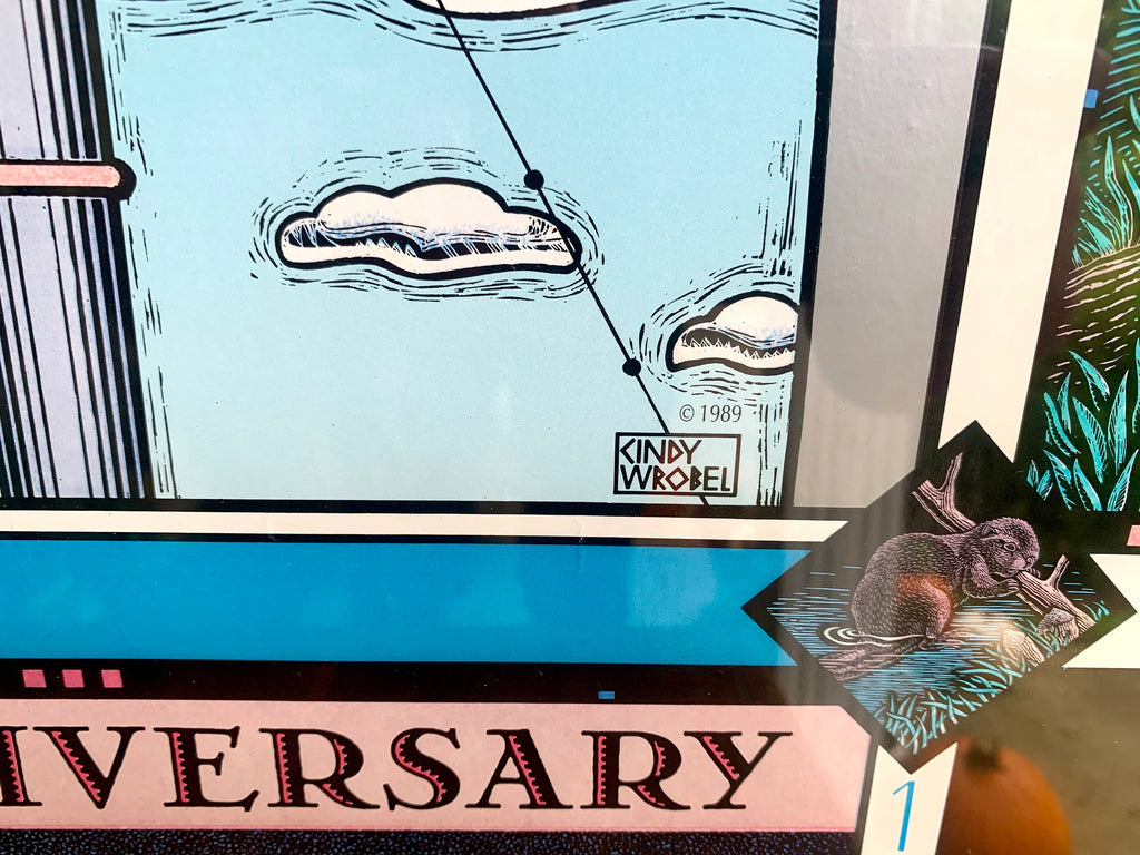 Framed Cindy Wrobel Art Lithograph | "Gateway To The West" 25th Anniversary Poster | Vintage 1990 St. Louis Lithograph