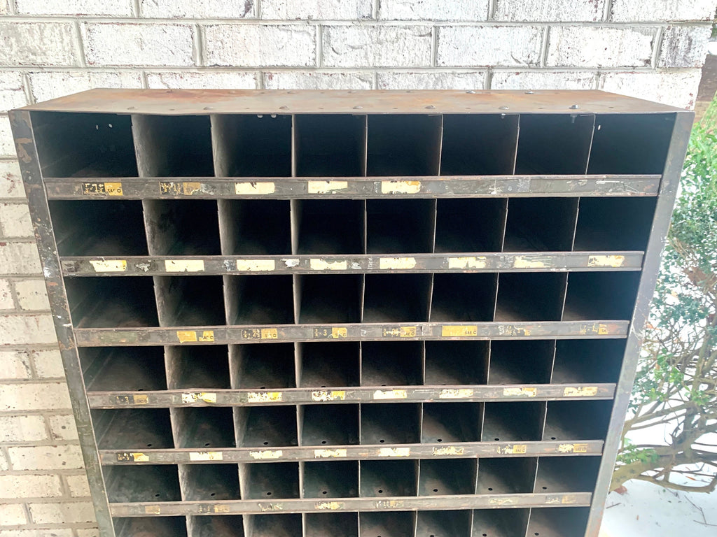 Industrial Metal Parts Bin | Distressed Organization Cabinet | Rustic Cubby Hole Cabinet  | Rustic Craft Storage | Pigeon Hole Cabinet |
