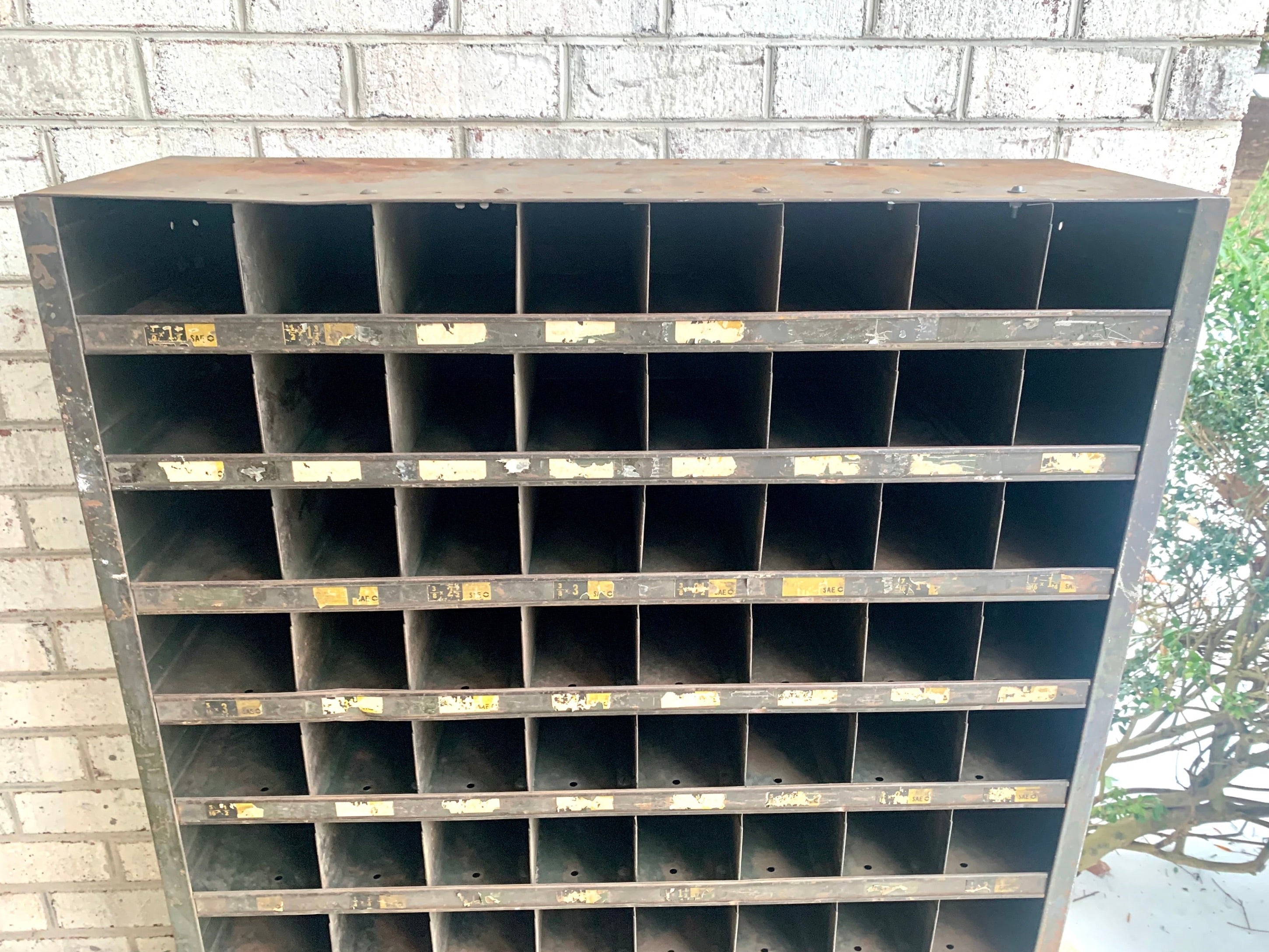 Industrial Metal Parts Bin | Distressed Organization Cabinet | Rustic Cubby Hole Cabinet  | Rustic Craft Storage | Pigeon Hole Cabinet |