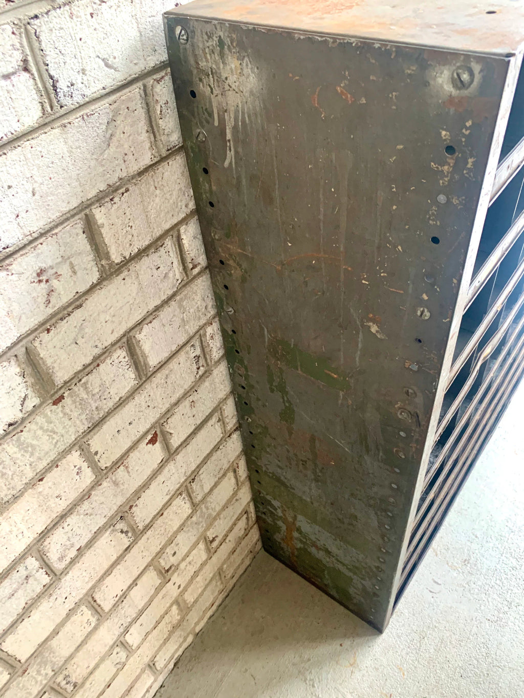 Industrial Metal Parts Bin | Distressed Organization Cabinet | Rustic Cubby Hole Cabinet  | Rustic Craft Storage | Pigeon Hole Cabinet |