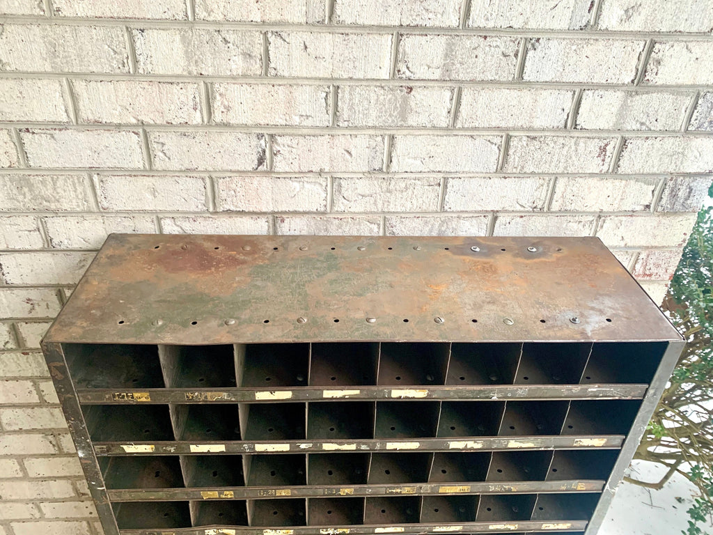 Industrial Metal Parts Bin | Distressed Organization Cabinet | Rustic Cubby Hole Cabinet  | Rustic Craft Storage | Pigeon Hole Cabinet |