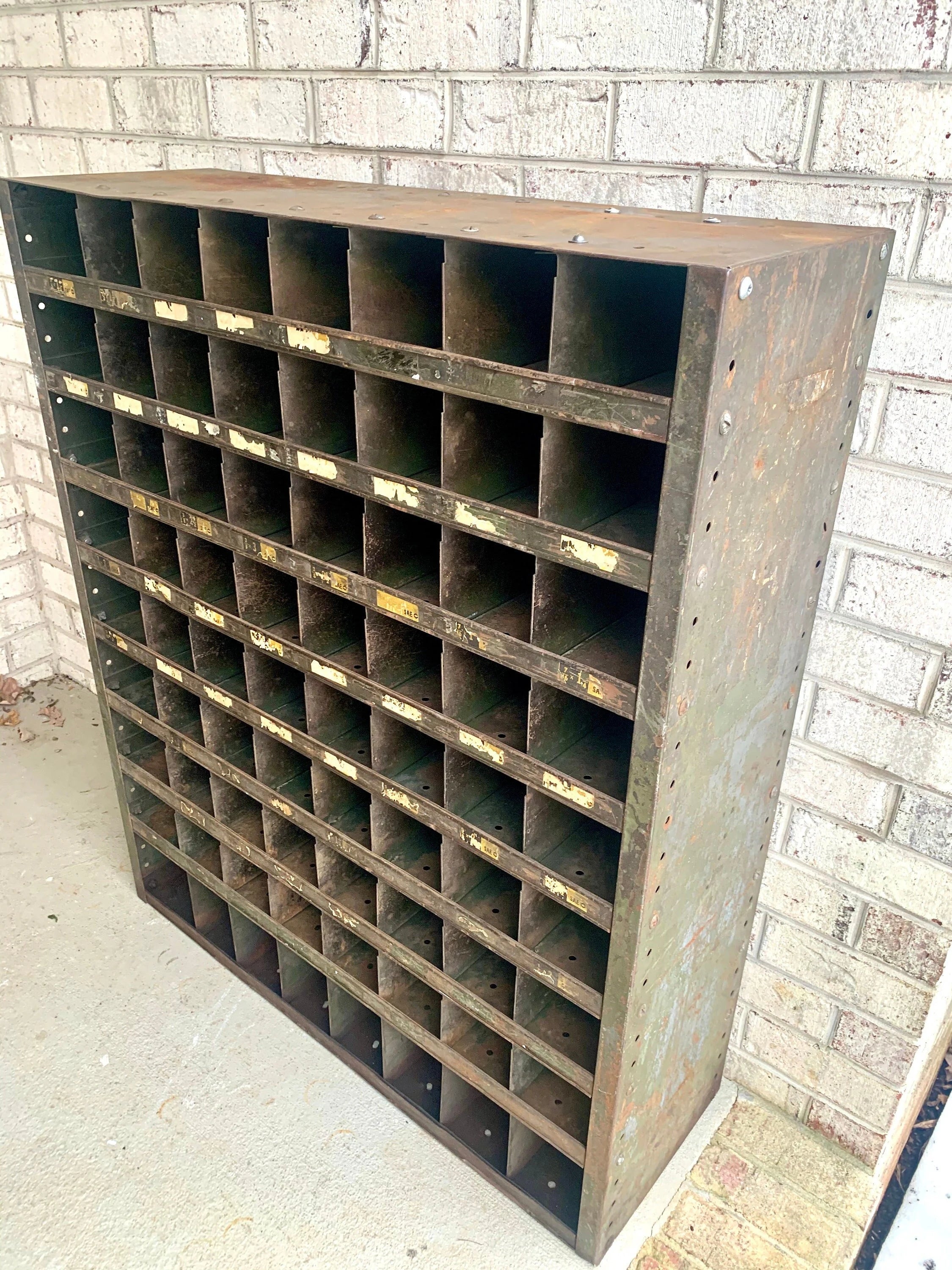 Industrial Metal Parts Bin | Distressed Organization Cabinet | Rustic Cubby Hole Cabinet  | Rustic Craft Storage | Pigeon Hole Cabinet |