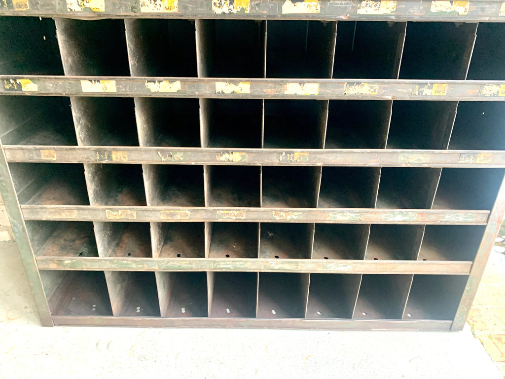 Industrial Metal Parts Bin | Distressed Organization Cabinet | Rustic Cubby Hole Cabinet  | Rustic Craft Storage | Pigeon Hole Cabinet |