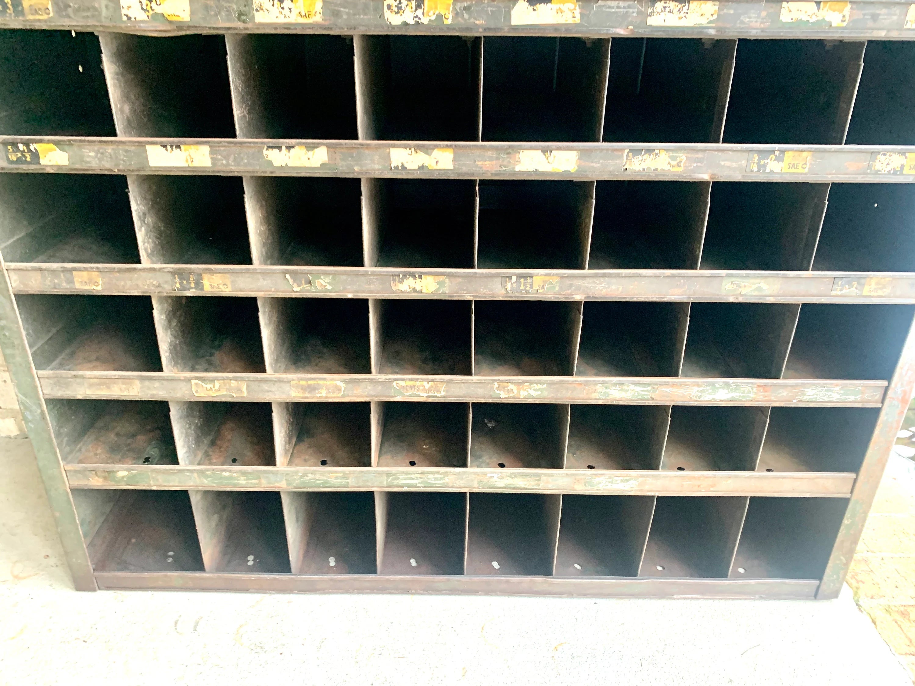 Industrial Metal Parts Bin | Distressed Organization Cabinet | Rustic Cubby Hole Cabinet  | Rustic Craft Storage | Pigeon Hole Cabinet |