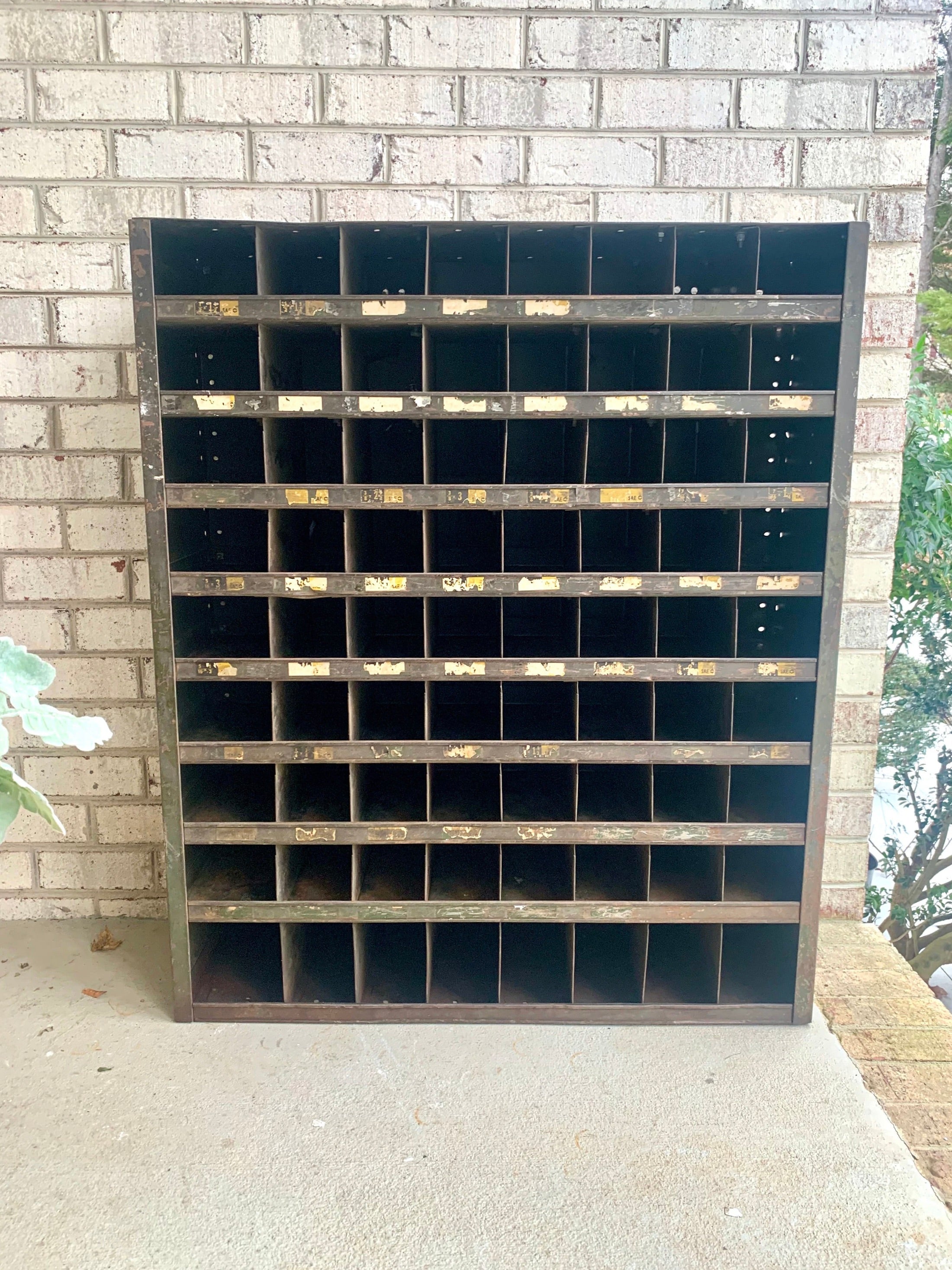 Industrial Metal Parts Bin | Distressed Organization Cabinet | Rustic Cubby Hole Cabinet  | Rustic Craft Storage | Pigeon Hole Cabinet |
