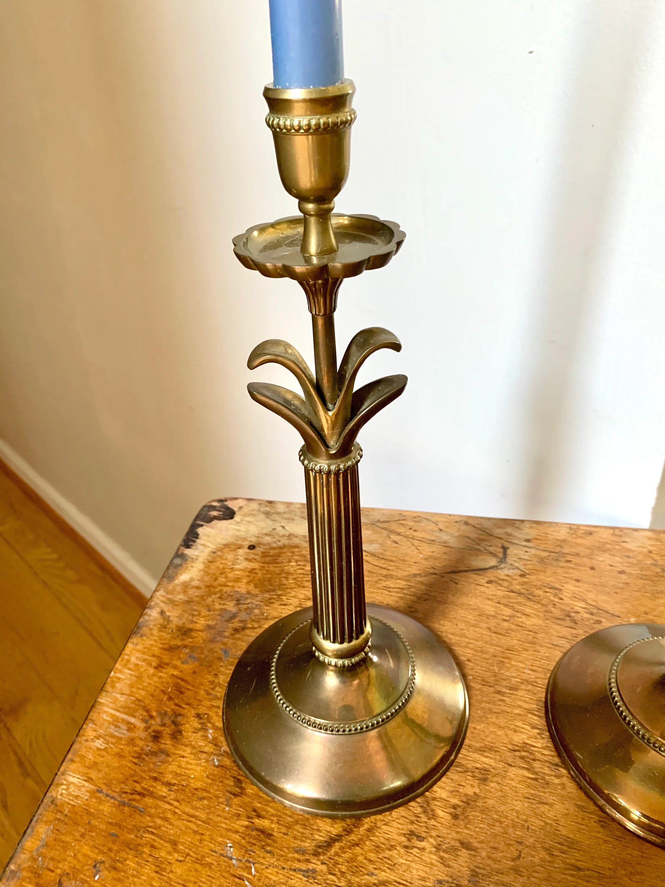 Set of 2 Solid Brass Candlestick | 2 Brass Candles Sticks | Hollywood Regency Brass Candle Holders | Brass Column Candlesticks