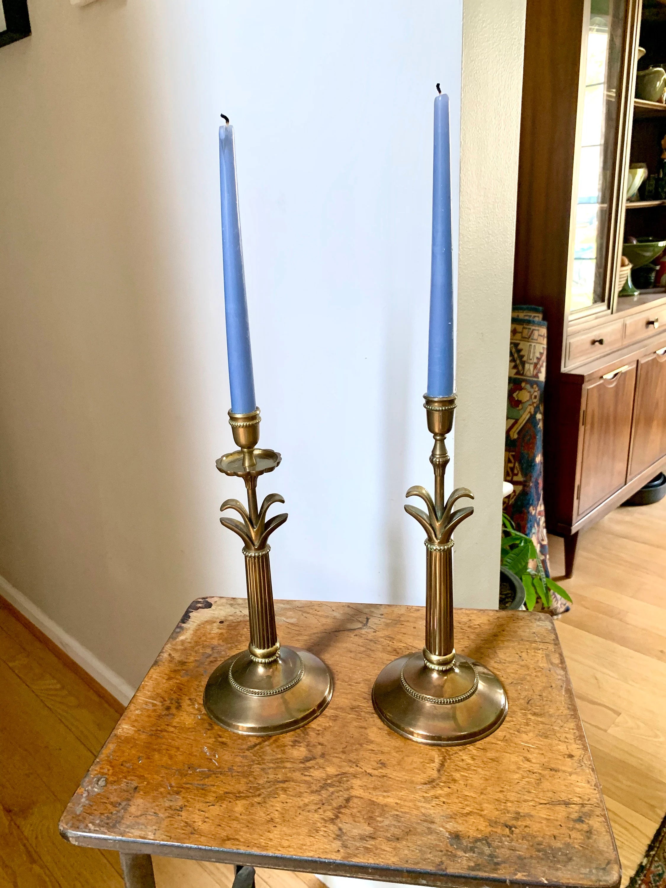 Set of 2 Solid Brass Candlestick | 2 Brass Candles Sticks | Hollywood Regency Brass Candle Holders | Brass Column Candlesticks