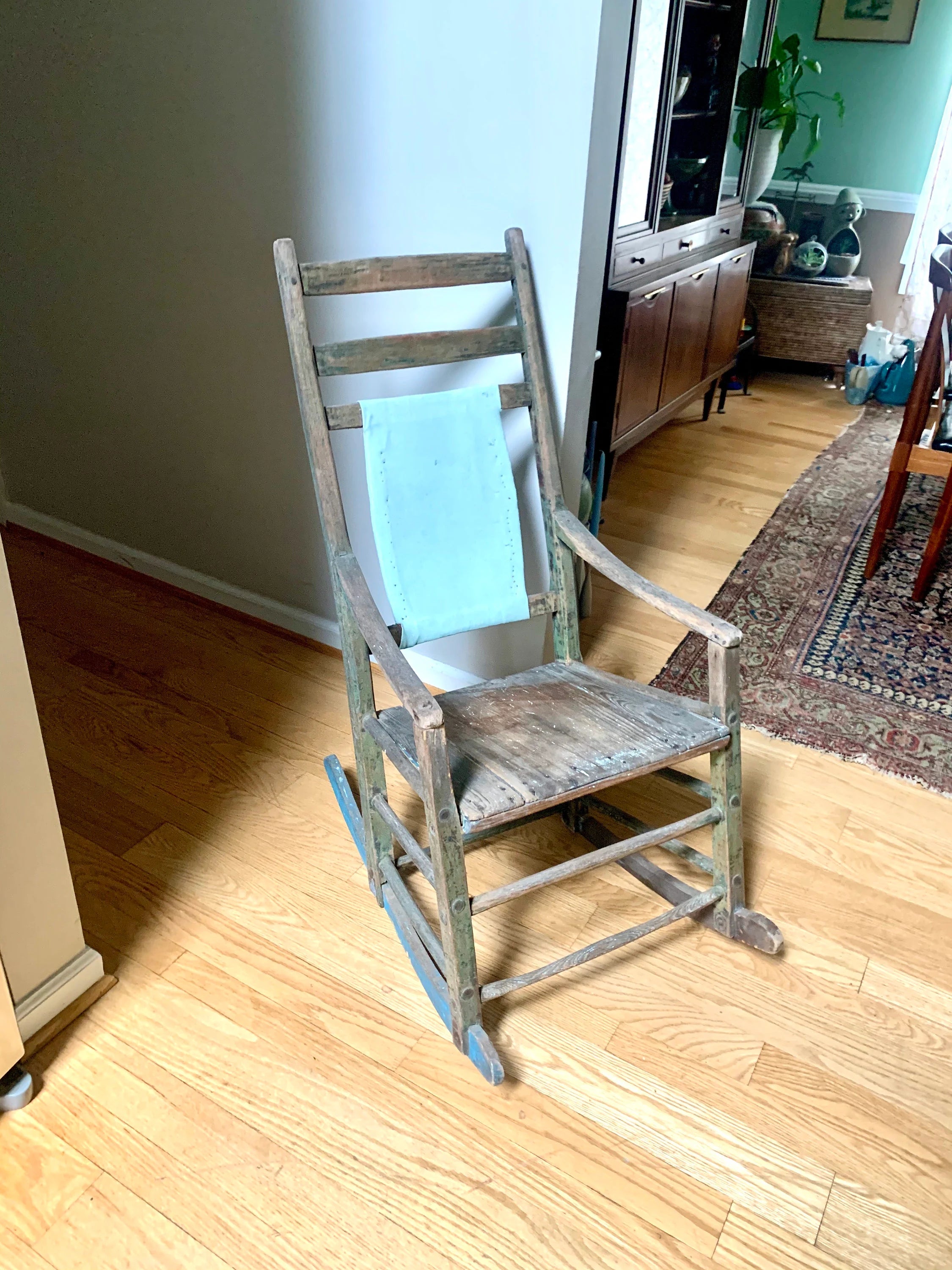 Antique Wooden Rustic Rocking Chair | Distressed 1800's Rocking Chair | Vintage Rustic Rocker | Primitive Rocking Chair