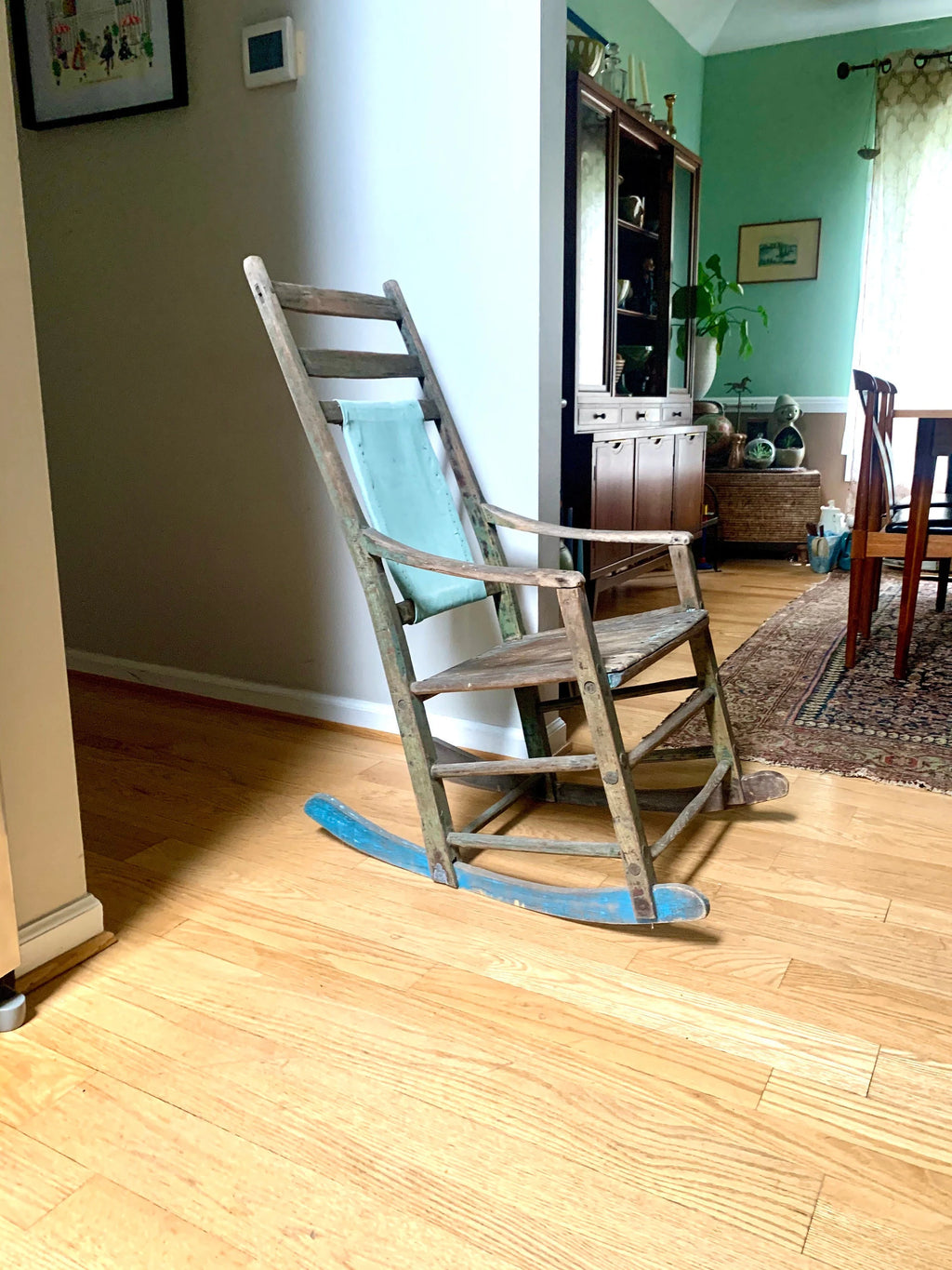 Antique Wooden Rustic Rocking Chair | Distressed 1800's Rocking Chair | Vintage Rustic Rocker | Primitive Rocking Chair