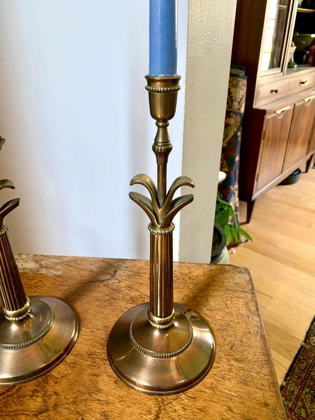 Set of 2 Solid Brass Candlestick | 2 Brass Candles Sticks | Hollywood Regency Brass Candle Holders | Brass Column Candlesticks