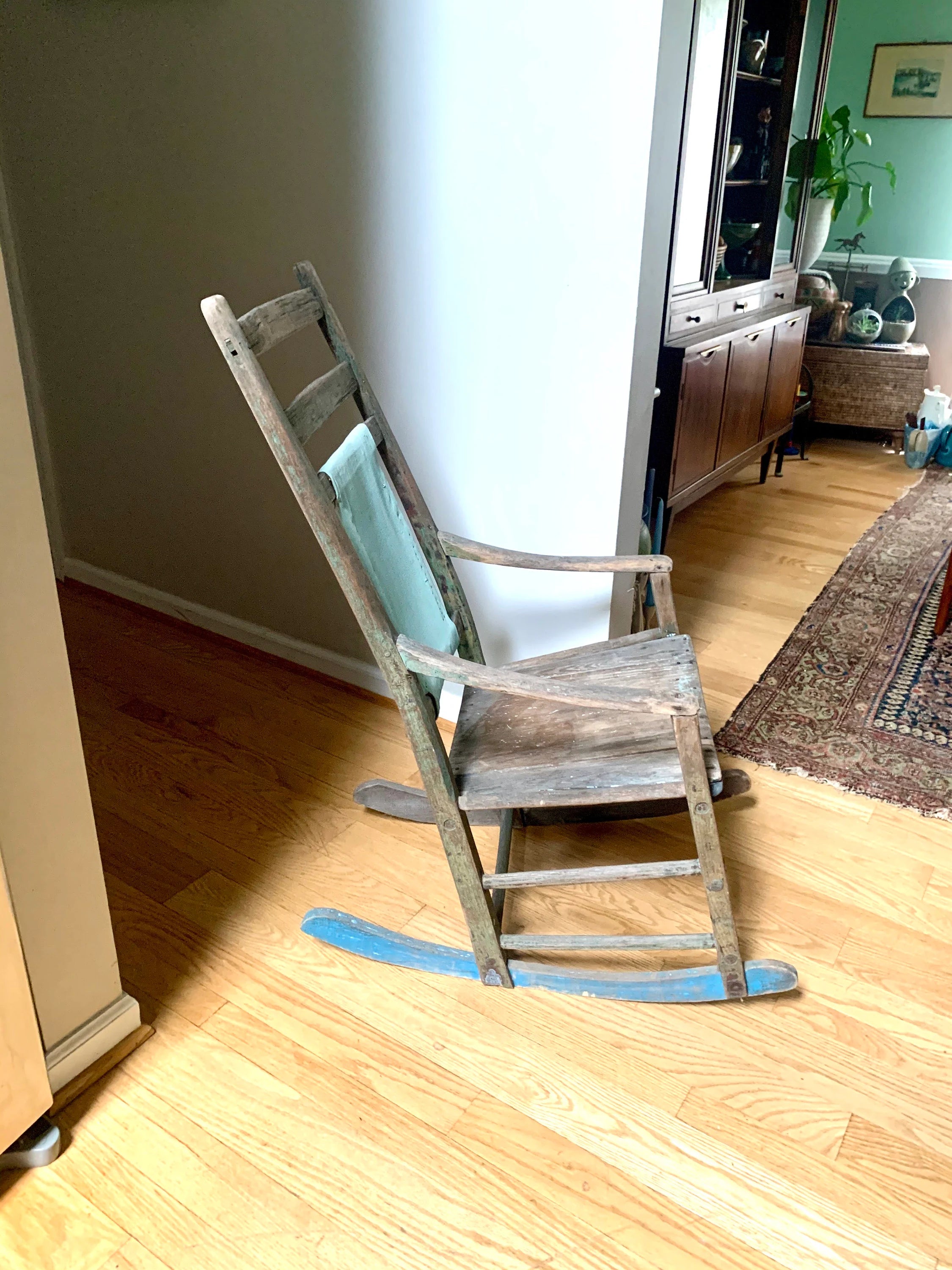 Antique Wooden Rustic Rocking Chair | Distressed 1800's Rocking Chair | Vintage Rustic Rocker | Primitive Rocking Chair