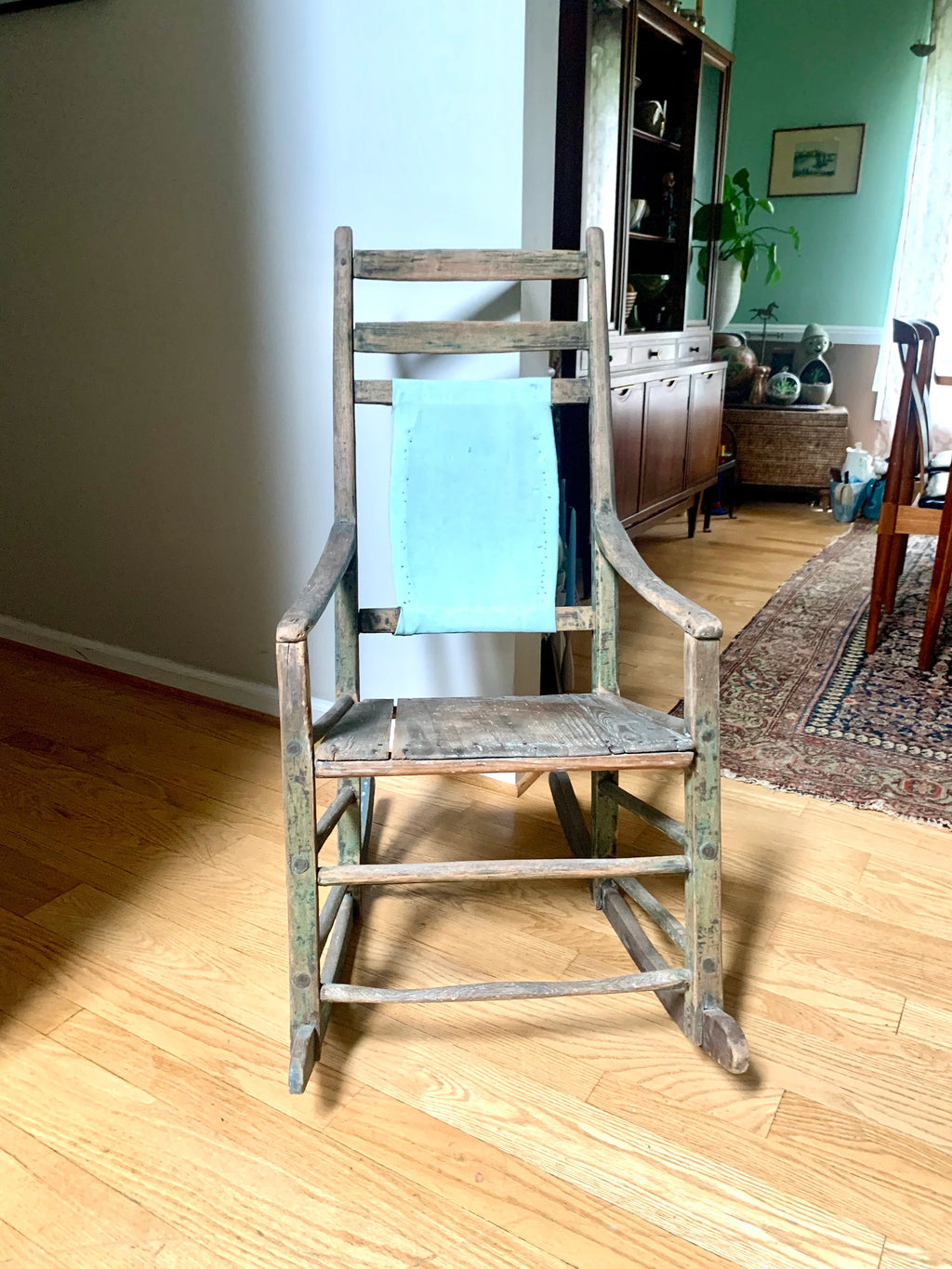 Antique Wooden Rustic Rocking Chair | Distressed 1800's Rocking Chair | Vintage Rustic Rocker | Primitive Rocking Chair