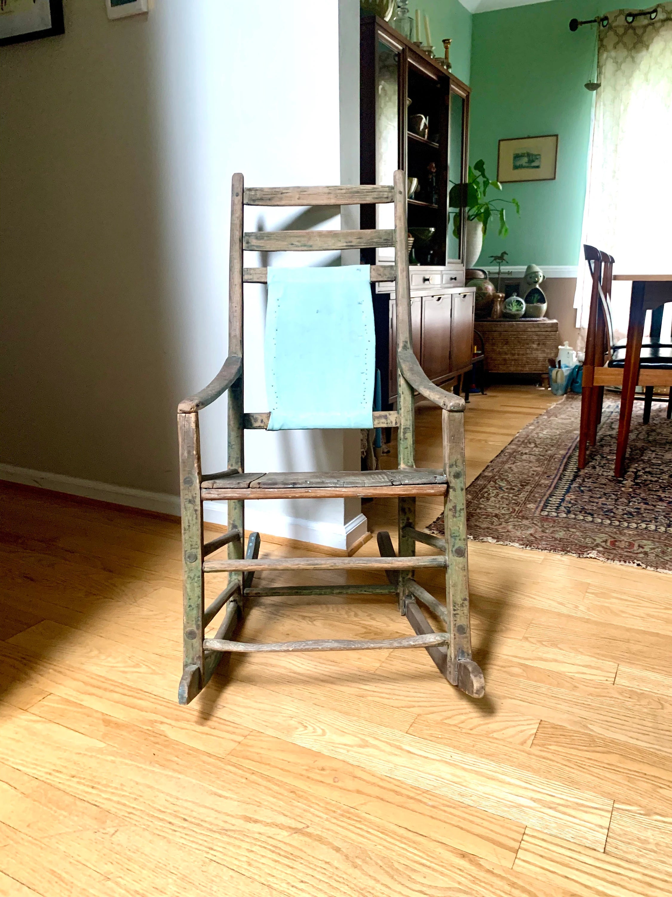 Antique Wooden Rustic Rocking Chair | Distressed 1800's Rocking Chair | Vintage Rustic Rocker | Primitive Rocking Chair