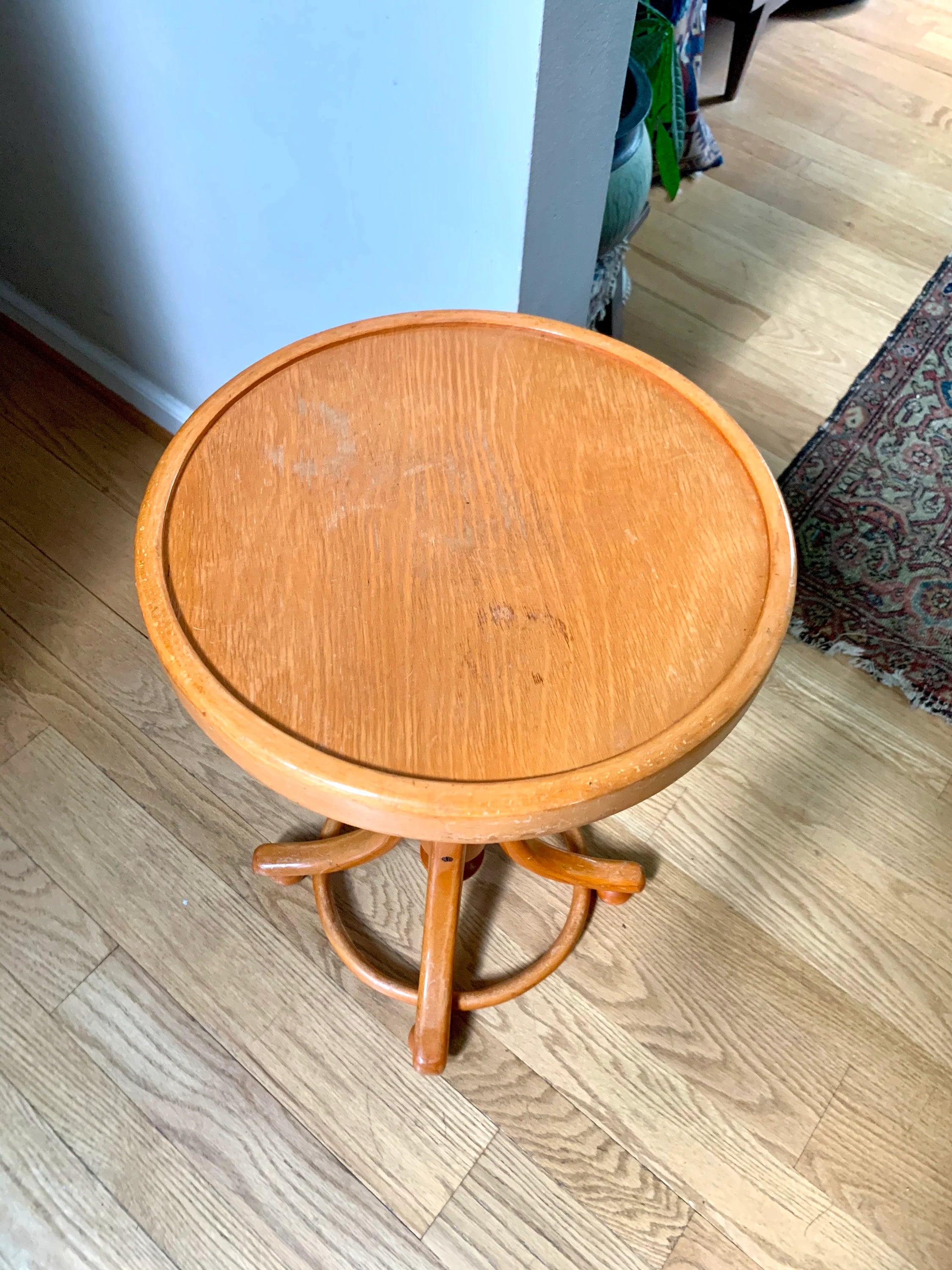 Vintage Thonet Piano Stool | Bentwood Swivel Stool | Adjustable Stool | Bentwood Plant Stand | Extra Seating | Italian Swivel Stool