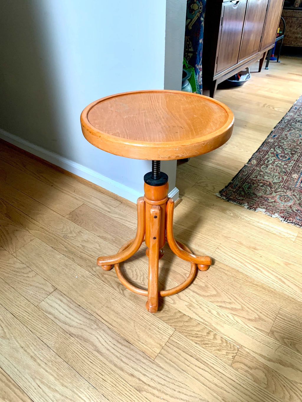 Vintage Thonet Piano Stool | Bentwood Swivel Stool | Adjustable Stool | Bentwood Plant Stand | Extra Seating | Italian Swivel Stool