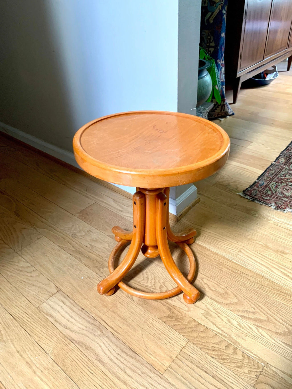 Vintage Thonet Piano Stool | Bentwood Swivel Stool | Adjustable Stool | Bentwood Plant Stand | Extra Seating | Italian Swivel Stool