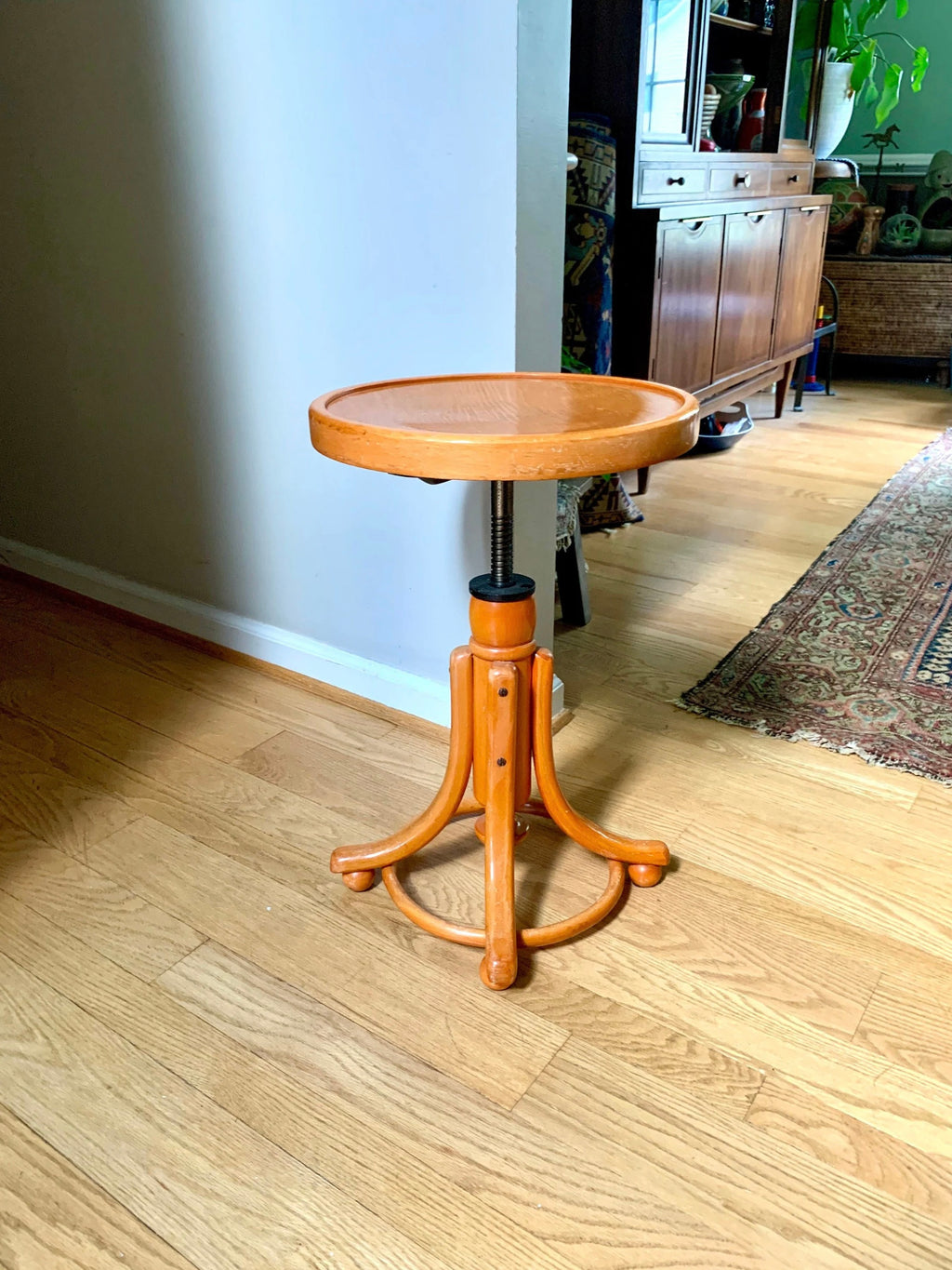 Vintage Thonet Piano Stool | Bentwood Swivel Stool | Adjustable Stool | Bentwood Plant Stand | Extra Seating | Italian Swivel Stool