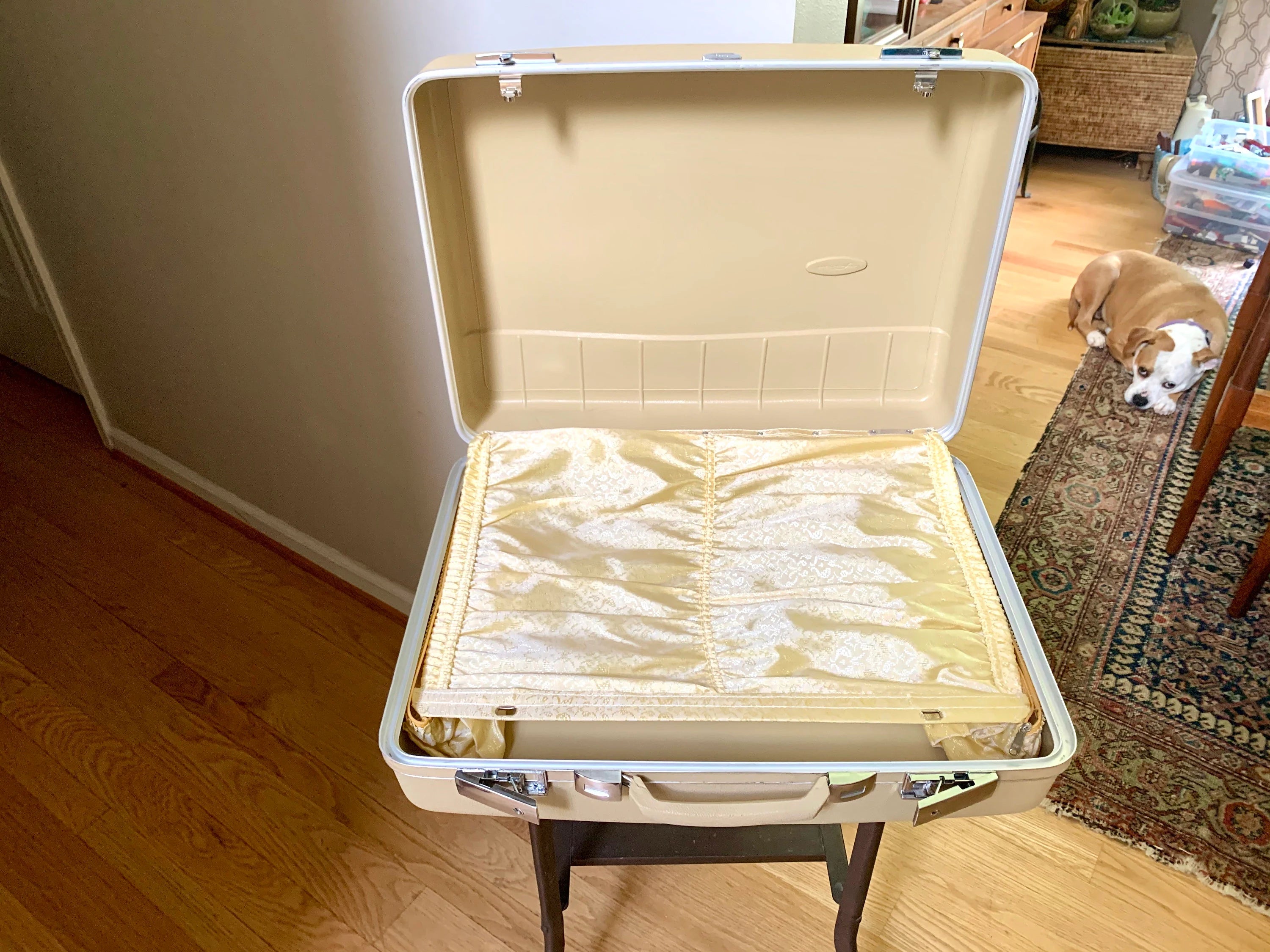 Vintage Cream Sears Forecast Suitcase | Hardshell Sears Forecast Suitcase | Retro Luggage | Carry On Luggage | Weekender Bag