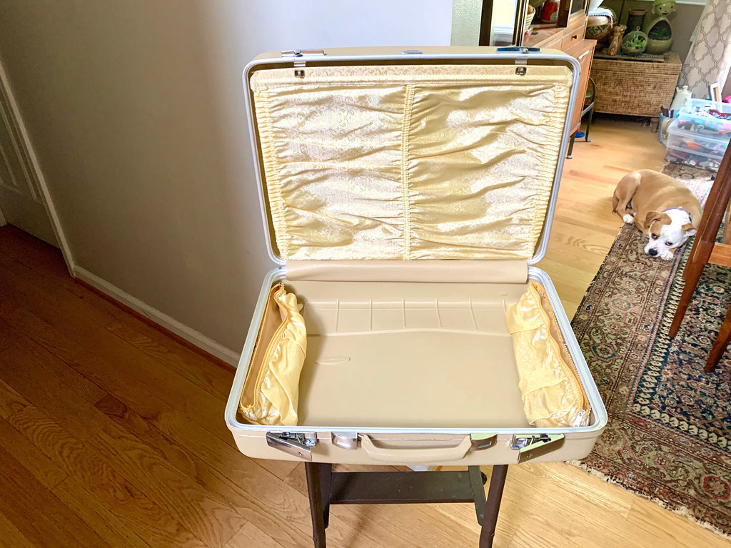 Vintage Cream Sears Forecast Suitcase | Hardshell Sears Forecast Suitcase | Retro Luggage | Carry On Luggage | Weekender Bag