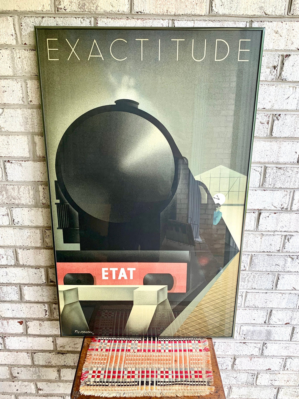 Pierre Fix-Masseau Exactitude Framed Lithograph | Vintage Exactitude-Etat Train Framed Poster | French Travel Poster | Train Lithograph