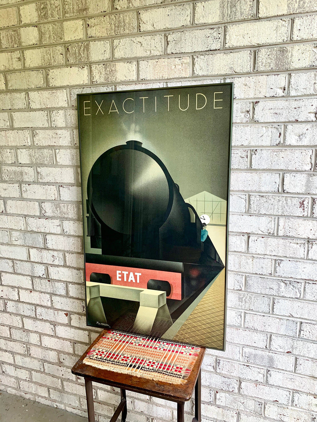 Pierre Fix-Masseau Exactitude Framed Lithograph | Vintage Exactitude-Etat Train Framed Poster | French Travel Poster | Train Lithograph