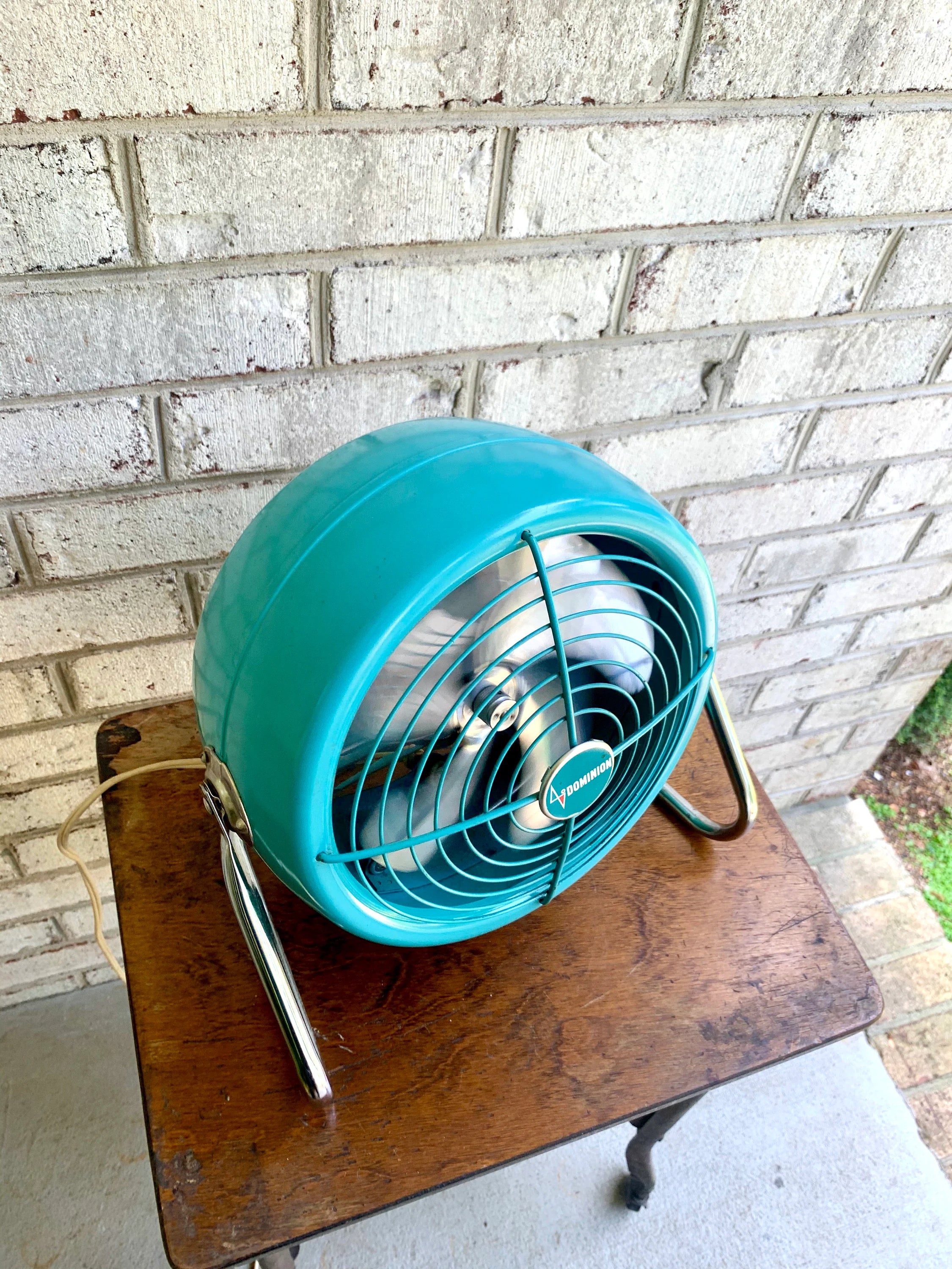 Aqua Blue Dominion Table Fan | Vtg Turquoise Dominion Model # 2007 Table Fan | MCM Table Fan