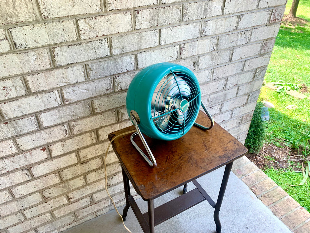 Aqua Blue Dominion Table Fan | Vtg Turquoise Dominion Model # 2007 Table Fan | MCM Table Fan