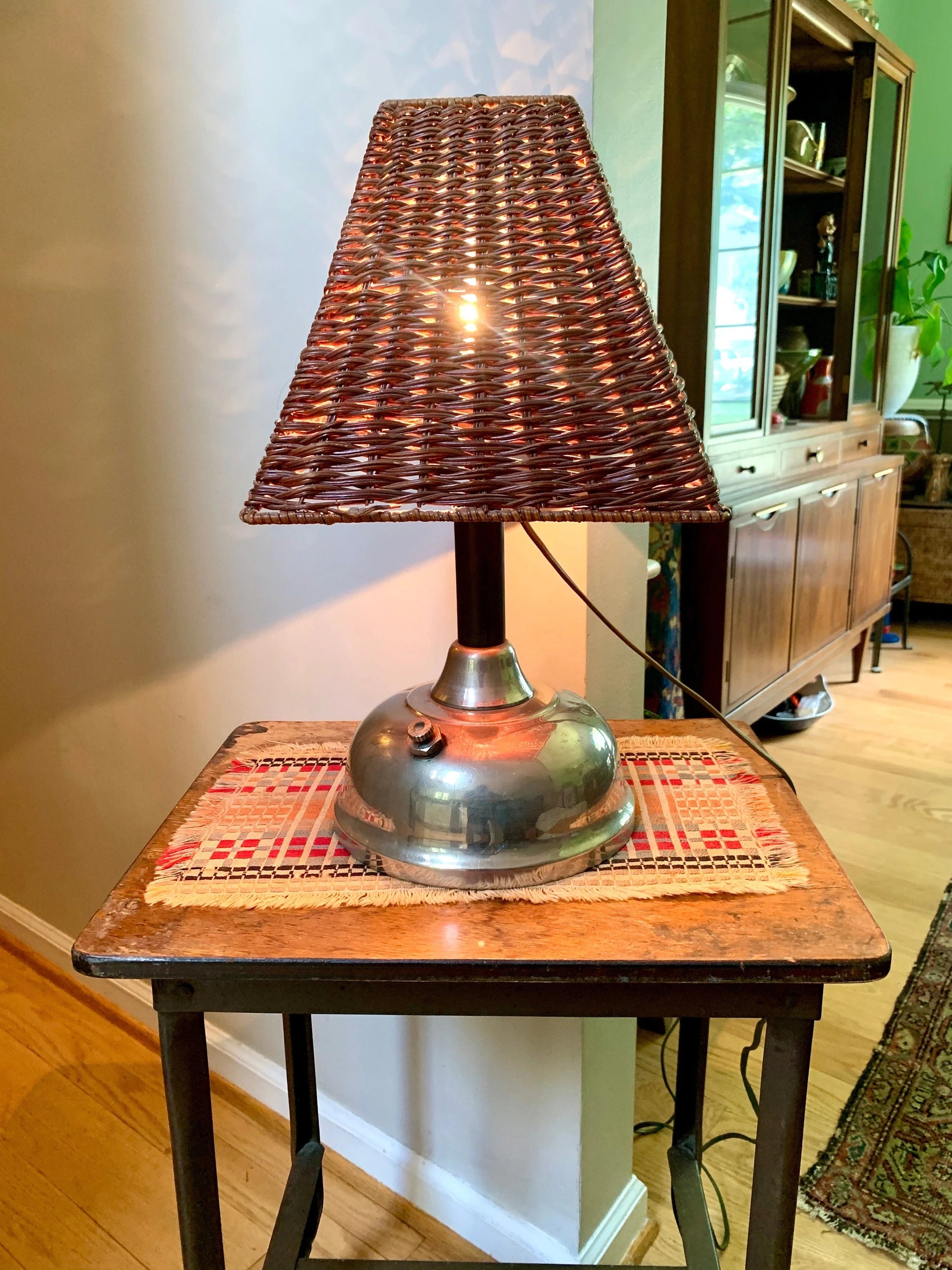 Vtg Repurposed Lantern to Lamp | Nickel Plated Lantern Body Turned into Lamp | Lantern Lamp