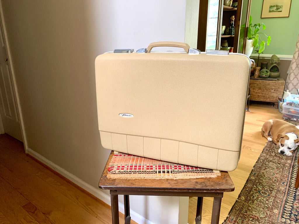 Vintage Cream Sears Forecast Suitcase | Hardshell Sears Forecast Suitcase | Retro Luggage | Carry On Luggage | Weekender Bag