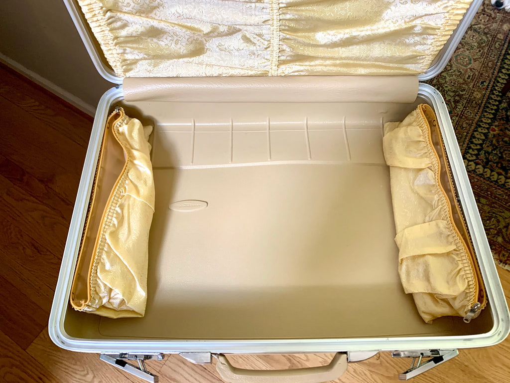 Vintage Cream Sears Forecast Suitcase | Hardshell Sears Forecast Suitcase | Retro Luggage | Carry On Luggage | Weekender Bag