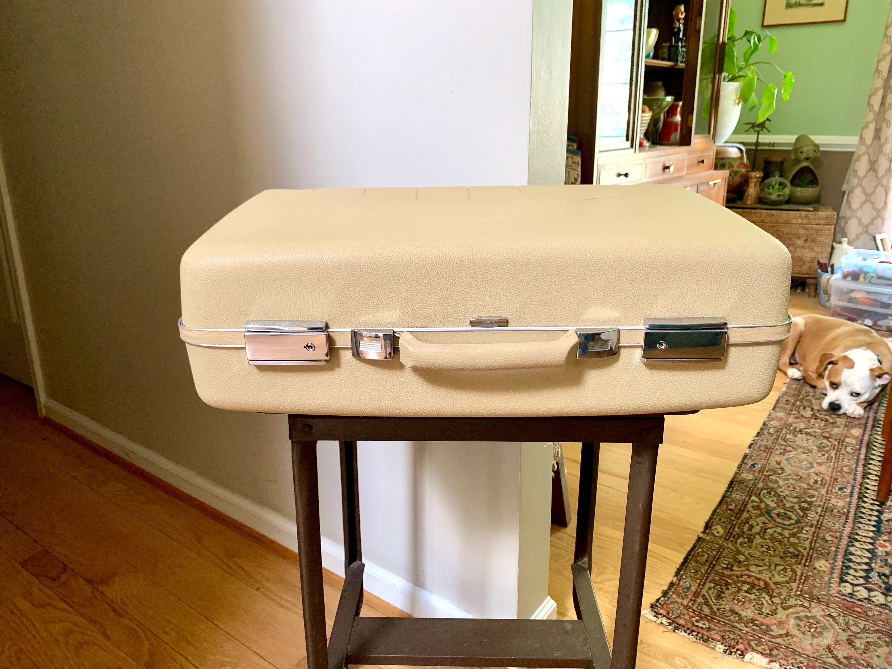 Vintage Cream Sears Forecast Suitcase | Hardshell Sears Forecast Suitcase | Retro Luggage | Carry On Luggage | Weekender Bag