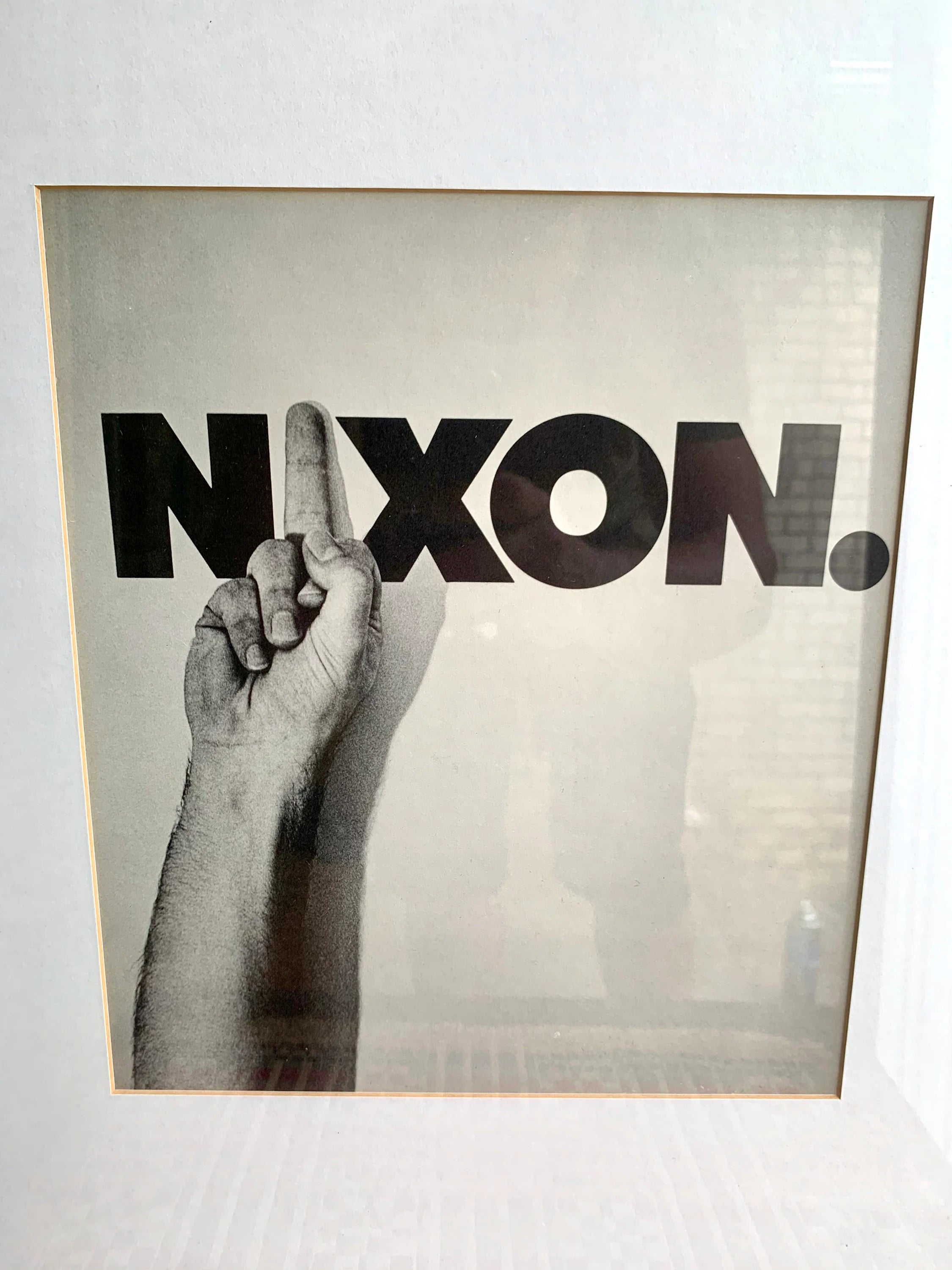 Framed and Matted Nixon Picture | Middle Finger Nixon Picture | F Nixon Picture | Nixon Memorabilia | Richard Nixon