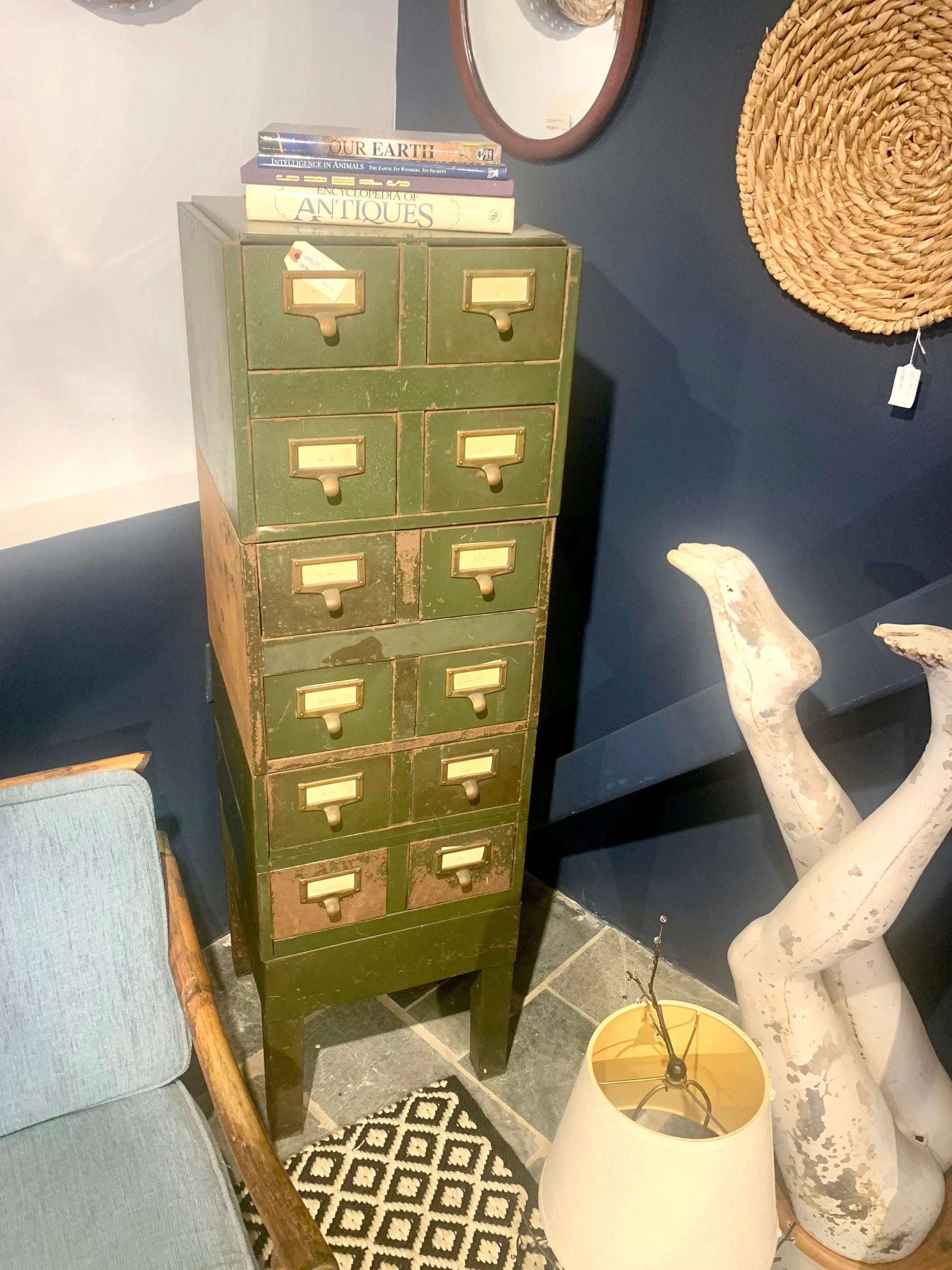 Vtg Rustic Industrial Parts Bin Cabinet | Metal Index Card Cabinet | Stackable Storage | Industrial Storage Bin | Library Card Cabinet
