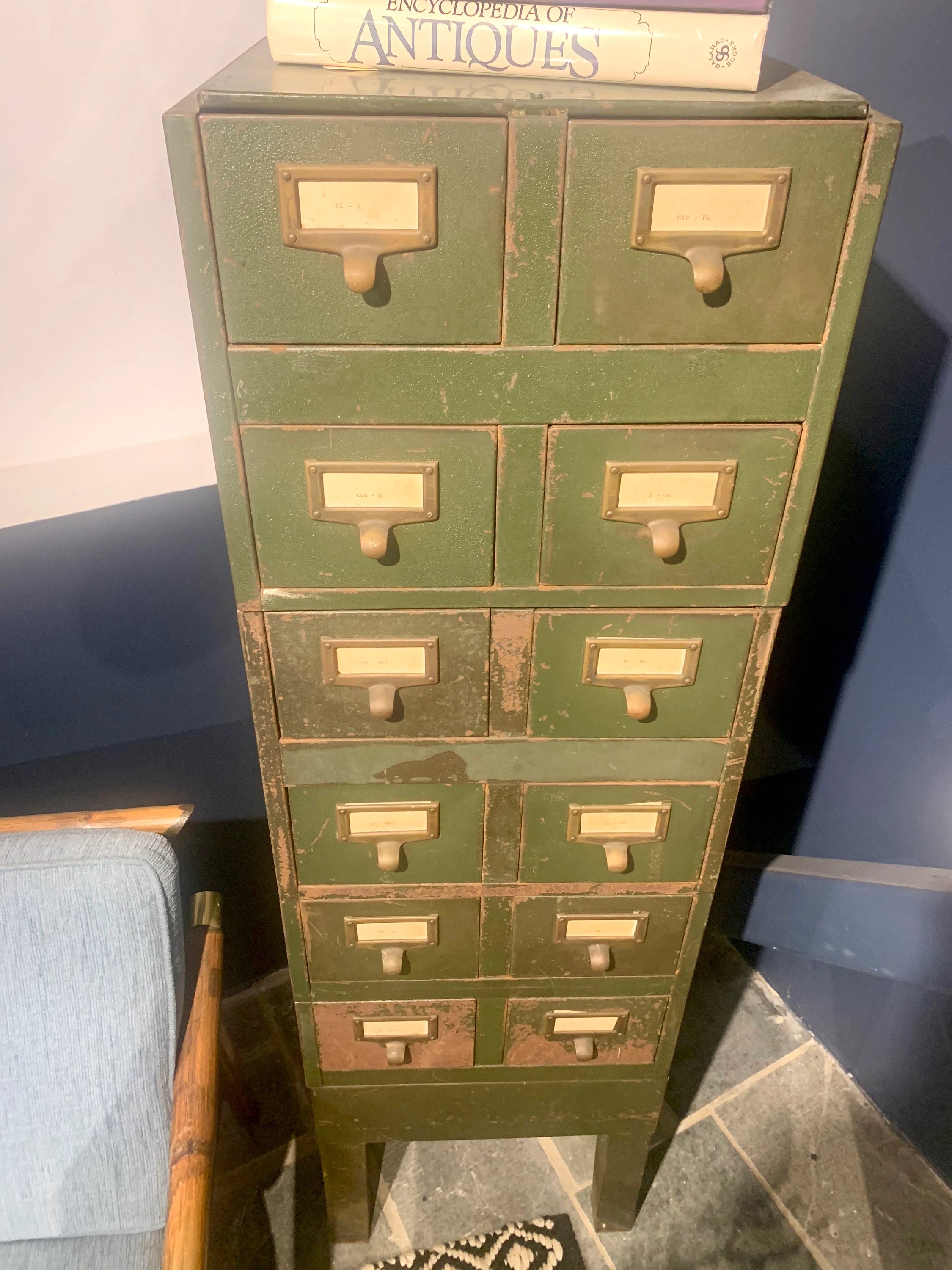 Vtg Rustic Industrial Parts Bin Cabinet | Metal Index Card Cabinet | Stackable Storage | Industrial Storage Bin | Library Card Cabinet
