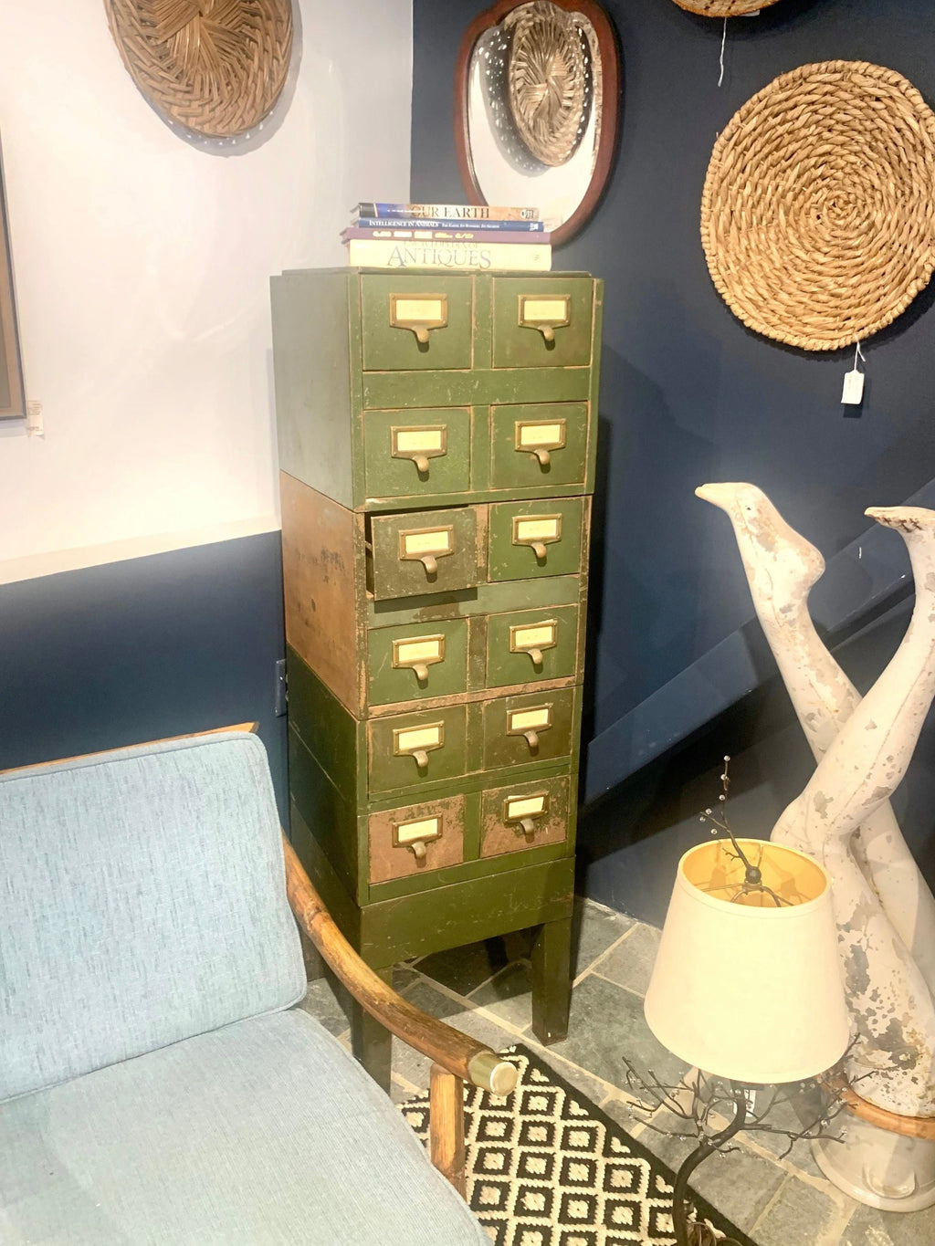 Vtg Rustic Industrial Parts Bin Cabinet | Metal Index Card Cabinet | Stackable Storage | Industrial Storage Bin | Library Card Cabinet
