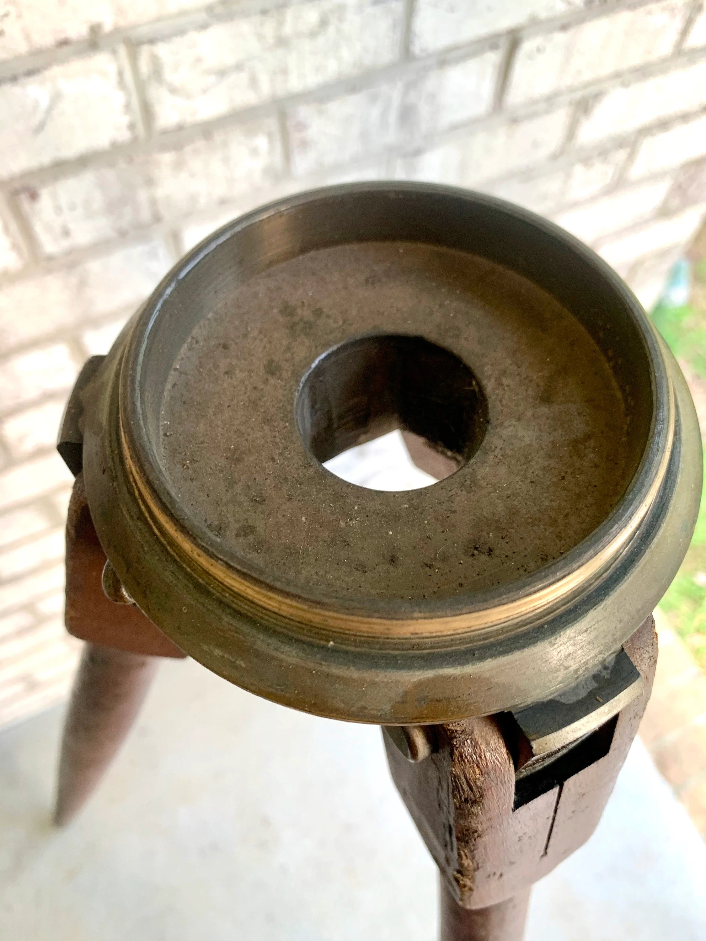 Antique Wooden Tripod | Wood and Brass Tall Tripod | Wooden Surveyor's Tripod