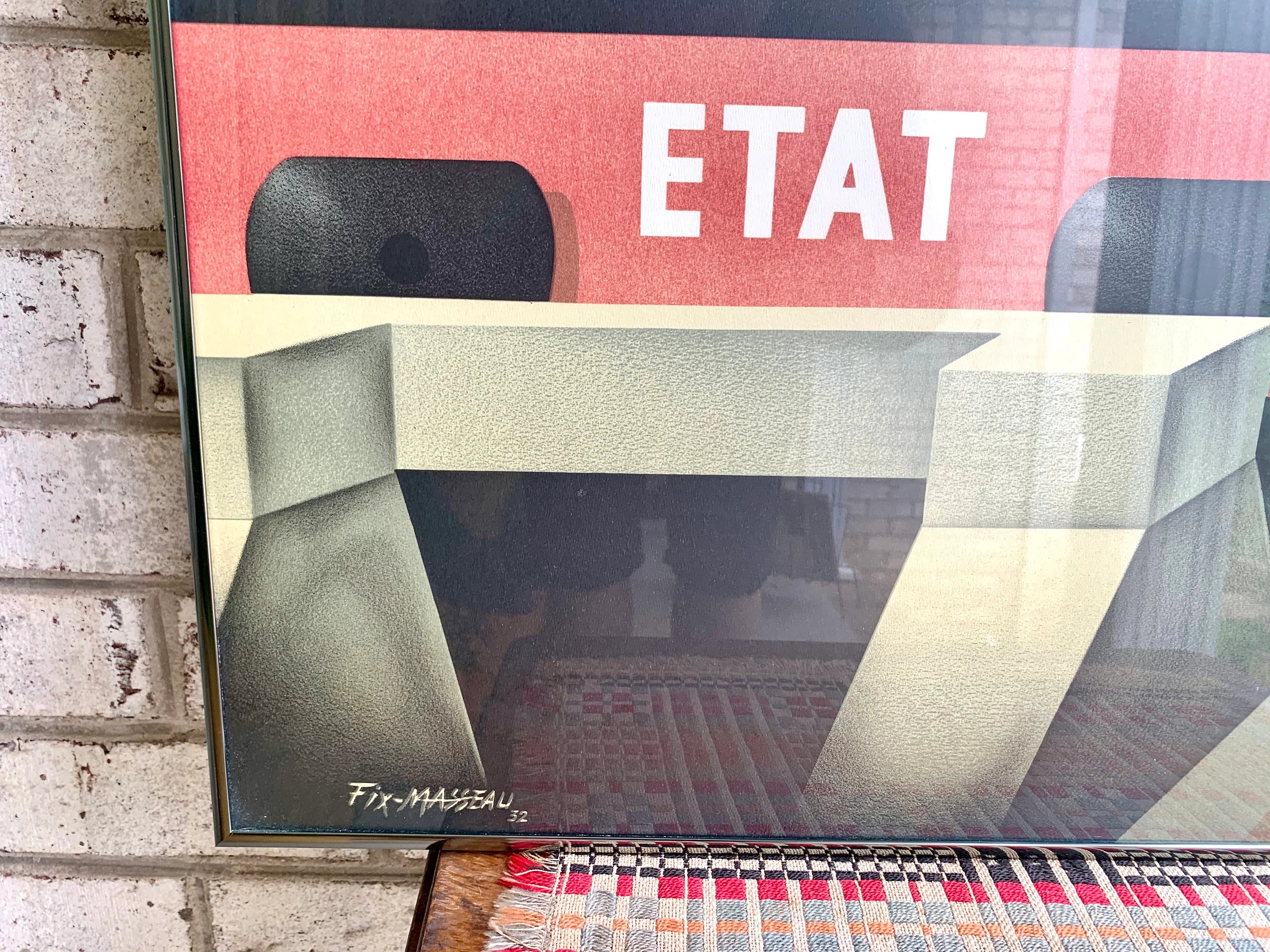 Pierre Fix-Masseau Exactitude Framed Lithograph | Vintage Exactitude-Etat Train Framed Poster | French Travel Poster | Train Lithograph