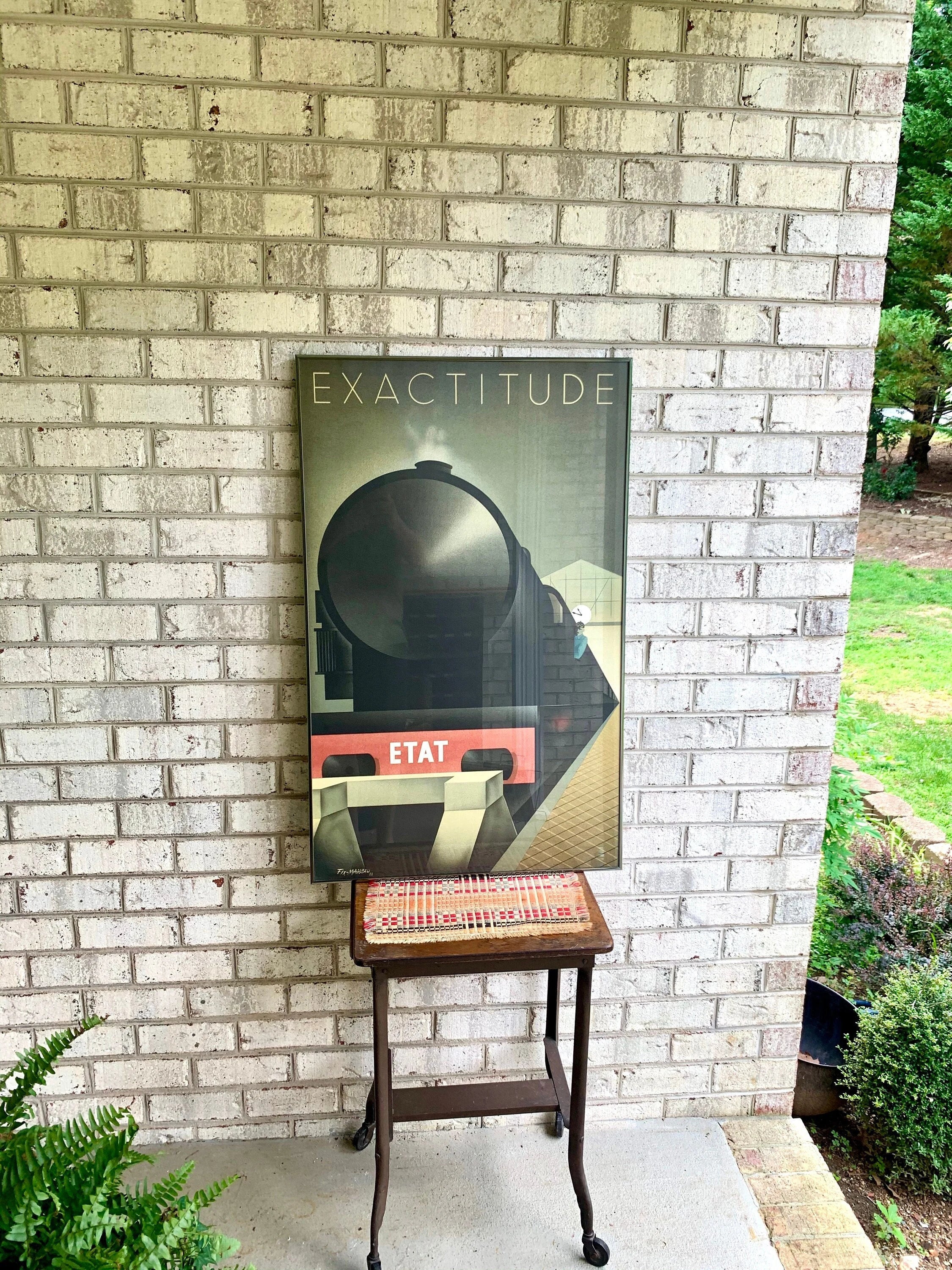 Pierre Fix-Masseau Exactitude Framed Lithograph | Vintage Exactitude-Etat Train Framed Poster | French Travel Poster | Train Lithograph