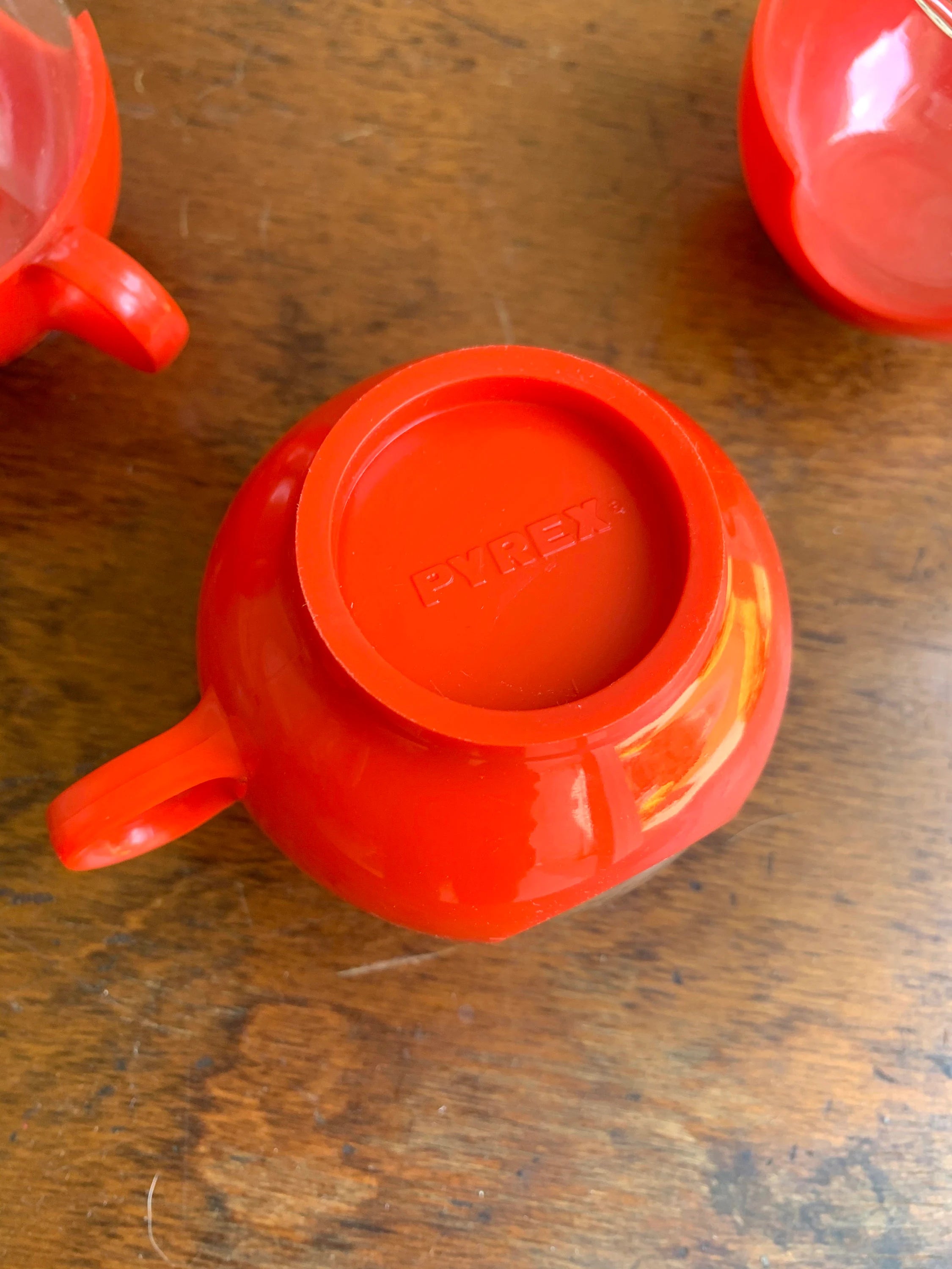 Vtg Pyrex Hot and Cold Drinkup Cups | Red Pyrex Drinkup Cups | Mid Century Pyrex Ware Cups | Vintage Camper Cups