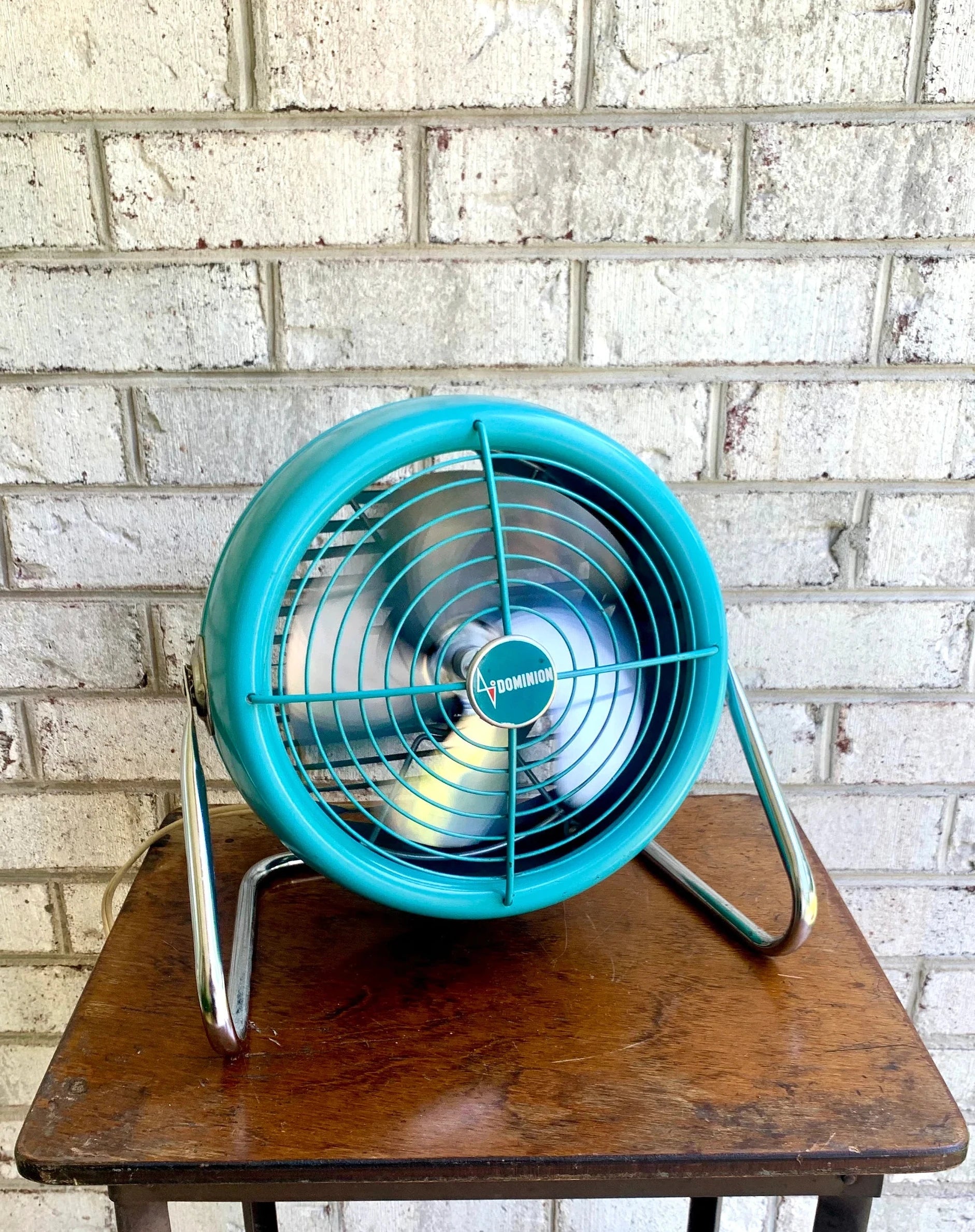 Aqua Blue Dominion Table Fan | Vtg Turquoise Dominion Model # 2007 Table Fan | MCM Table Fan