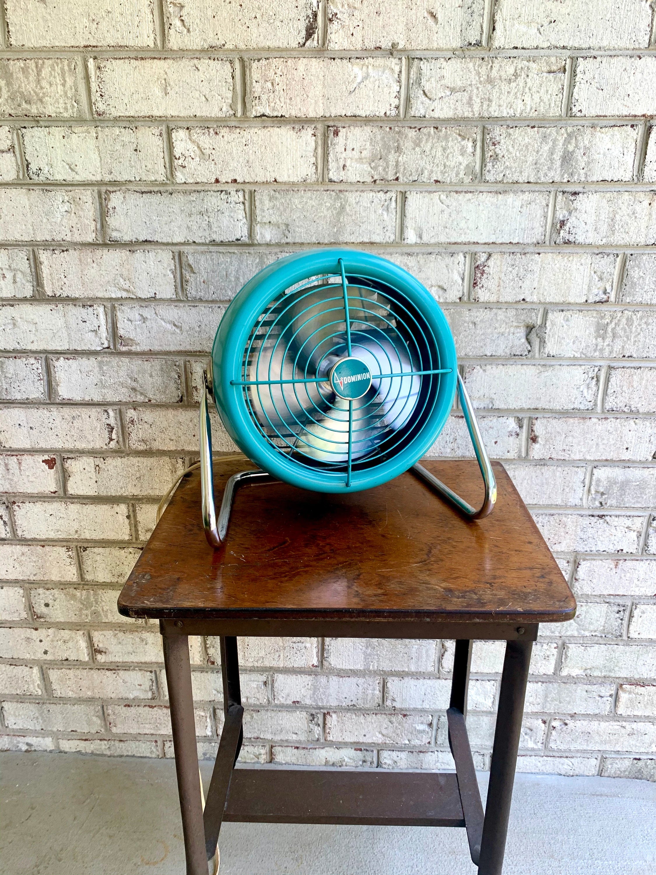 Aqua Blue Dominion Table Fan | Vtg Turquoise Dominion Model # 2007 Table Fan | MCM Table Fan