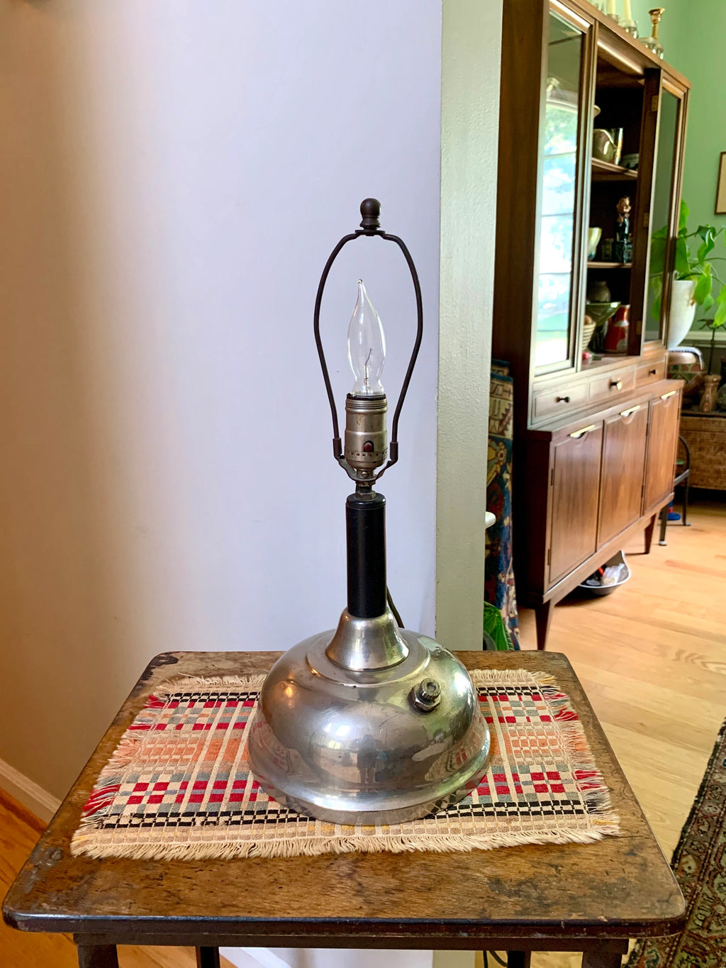 Vtg Repurposed Lantern to Lamp | Nickel Plated Lantern Body Turned into Lamp | Lantern Lamp