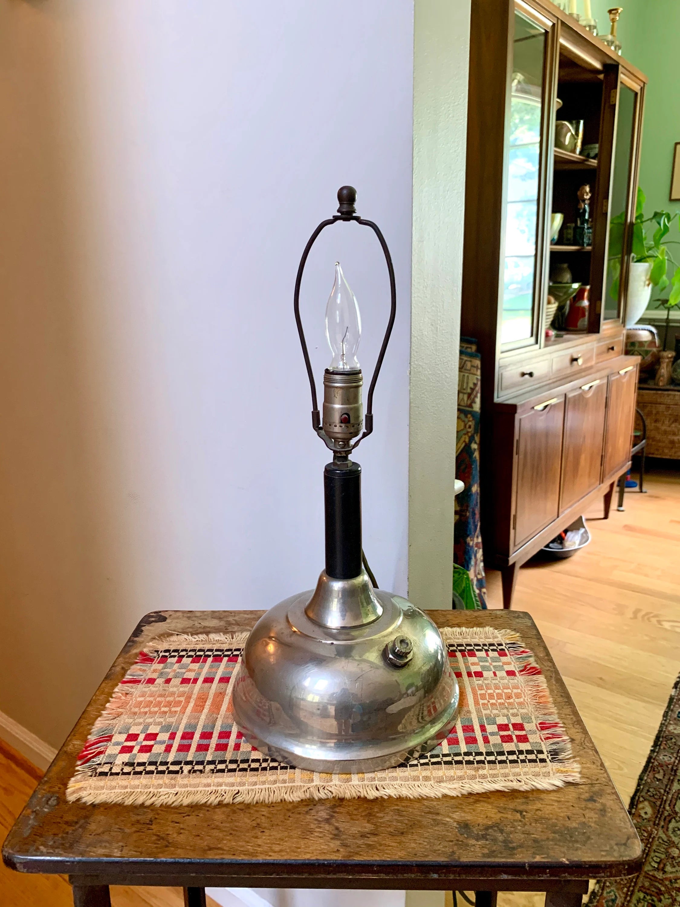 Vtg Repurposed Lantern to Lamp | Nickel Plated Lantern Body Turned into Lamp | Lantern Lamp