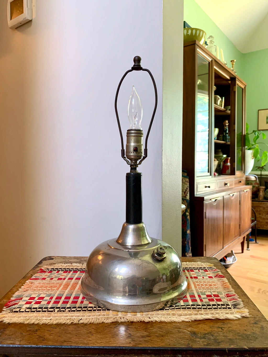 Vtg Repurposed Lantern to Lamp | Nickel Plated Lantern Body Turned into Lamp | Lantern Lamp