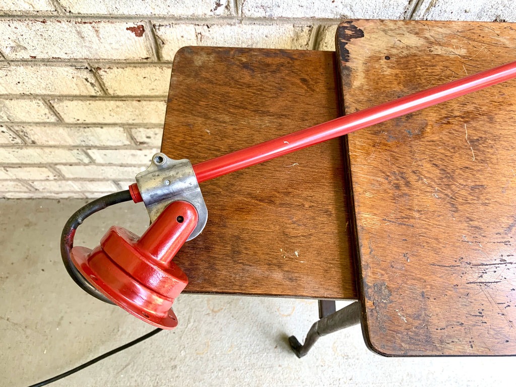 Red Industrial Machinist lamp | Articulating Task Lamp | Workstation Lamp | Drafting Lamp | Factory Lamp | Wall Mounted Lamp | Swivel Lamp