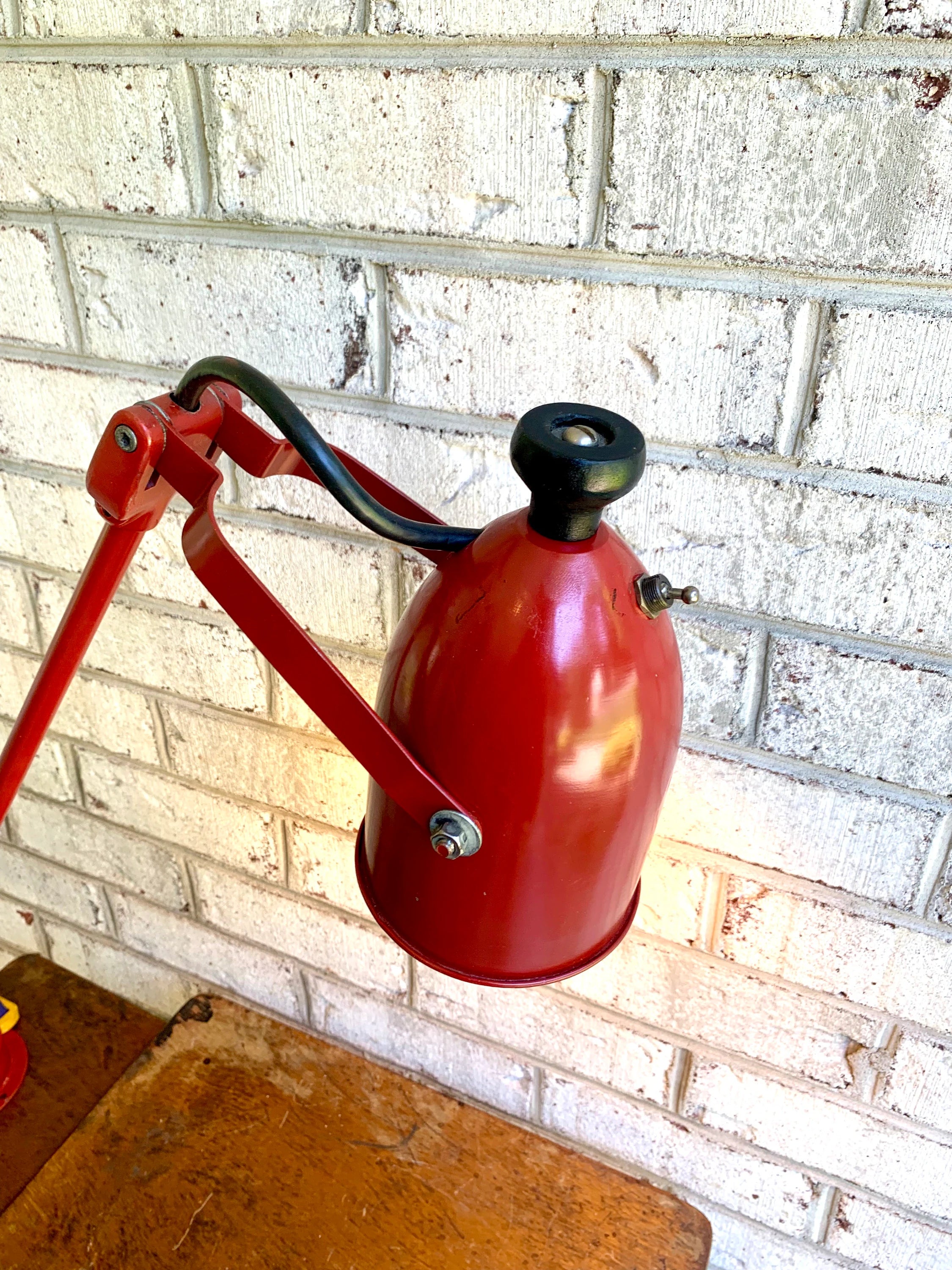 Red Industrial Machinist lamp | Articulating Task Lamp | Workstation Lamp | Drafting Lamp | Factory Lamp | Wall Mounted Lamp | Swivel Lamp